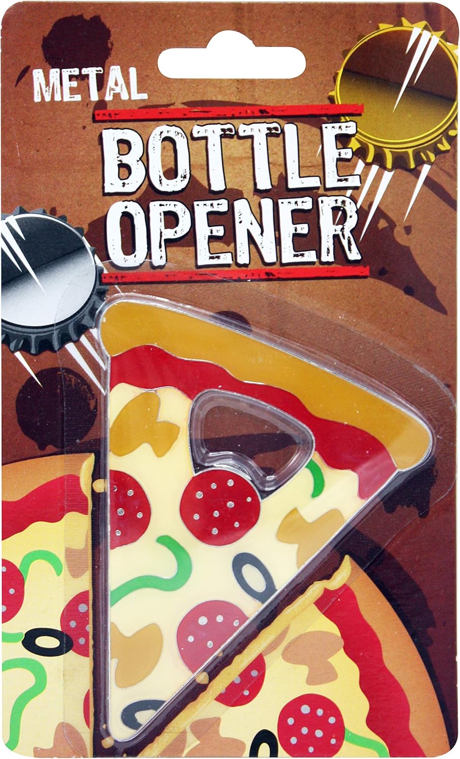 Island Dogs Pizza Shaped Bottle Opener - Stainless Steel, Novelty Design, Perfect for Pizza Lovers, Tailgates, Funny Kitchen Gadget Collectors, White Elephant Gifts