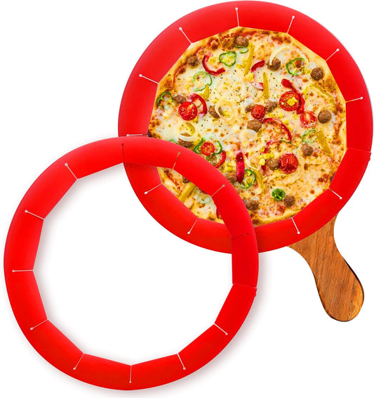 2 Pack Adjustable Silicone Crust Shield, BPA-free Pie Crust Protector Cover Kitchen Tool for Baking Pizza, Fit 8-10.7 Inch Pies - Dishwasher Safe (Red)