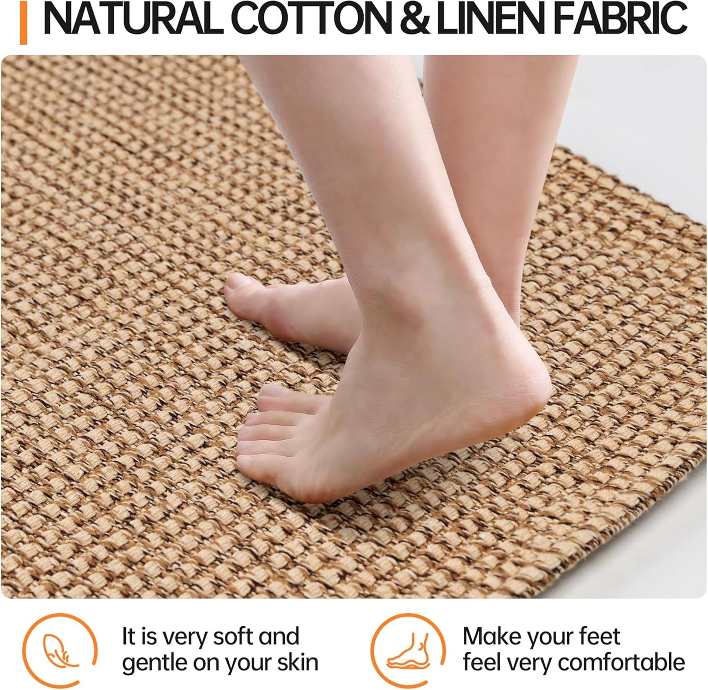 Kitchen Rugs and Mats Non Skid Washable [2PCS] (17.3" x 30"+ 17.3" x 48"), Absorbent Kitchen Floor Mats, Boho Cotton Kitchen Runner Rugs Comfort Standing Mat for Sink Hallway Laundry