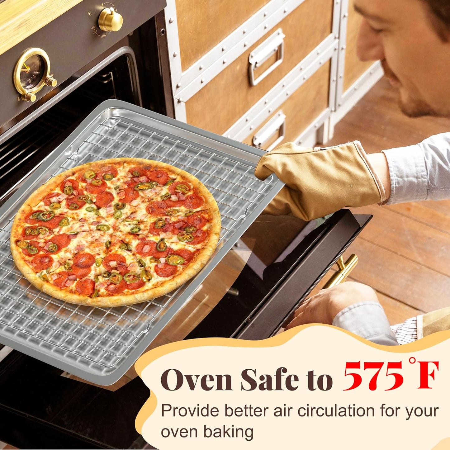 Cooling Racks for Cooking and Baking - 2 PCS 10" x 15" Grid Wire Baking Rack for Oven Cooking, Baking, Grilling, Roasting -Dishwasher Safe Bacon Rack- Fits Jelly Roll Cookie Sheet Pan