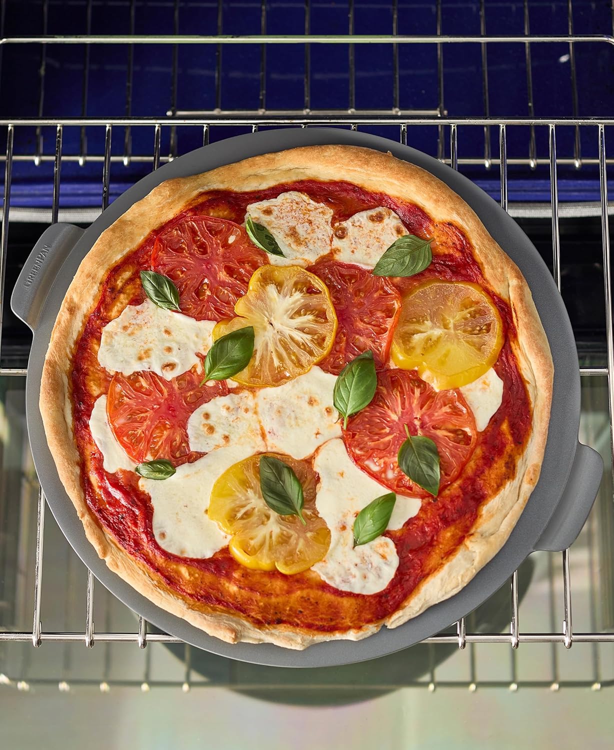 GreenPan Premiere Ovenware Healthy Ceramic Nonstick 16.5" Pizza Pan, PFOA and PFAS-Free, Warp-Free Bakeware, Durable Quick Heating Baking Tray, Oven and Broiler Safe to 600F, Dishwasher Safe, Gray