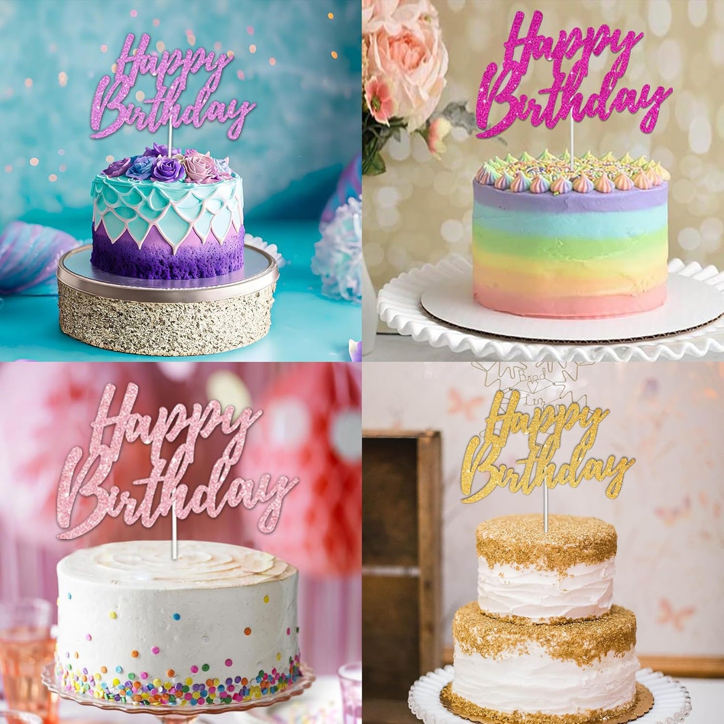 BEISHIDA Happy Birthday Cake Toppers Red Glitter Birthday Cake Decoration Cake Baking Supplies 18th 30th 40th Birthday Cake Toppers For Boys Girls Men Women Birthday Party Photo Booth Props