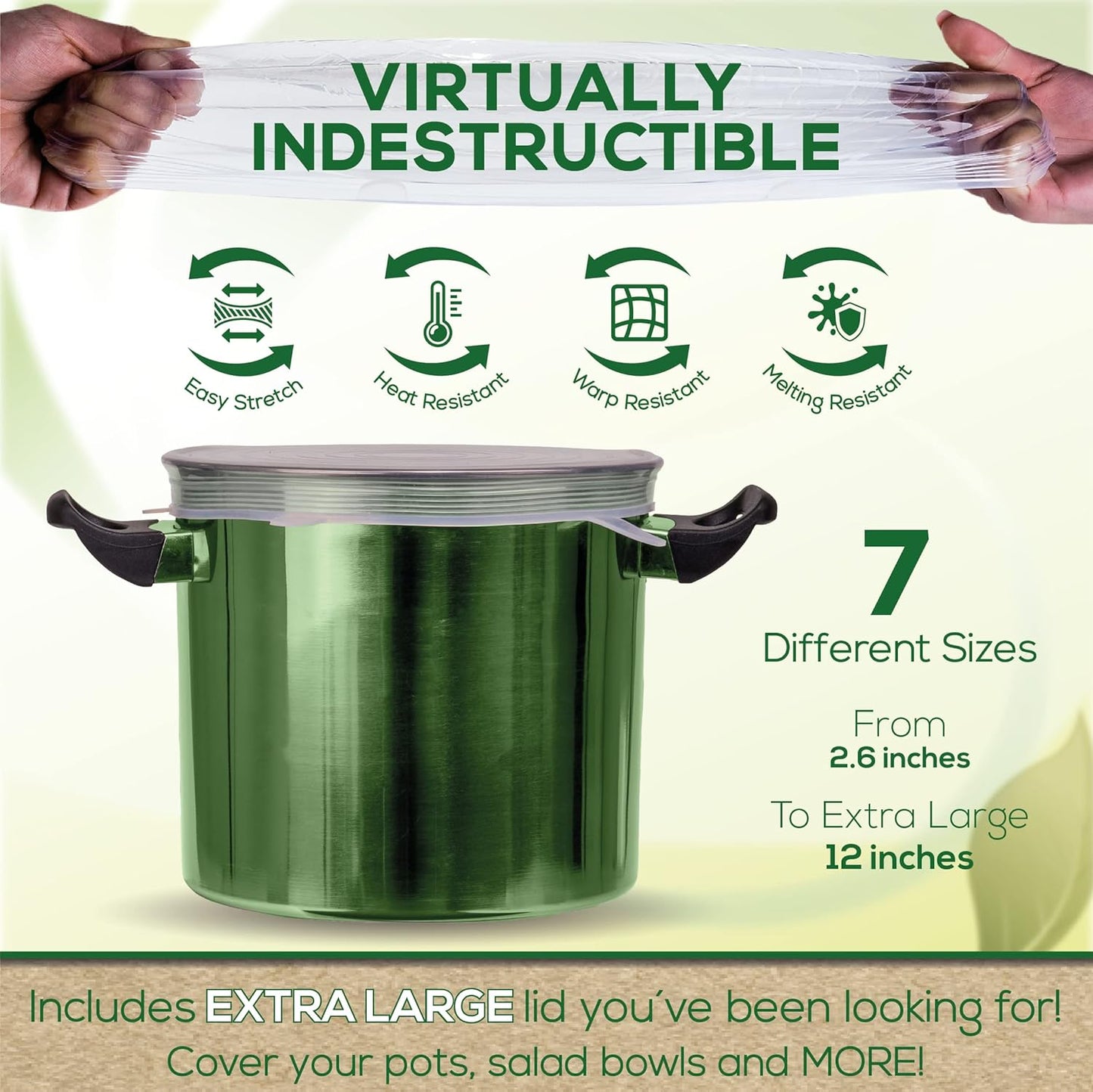 unwasted Reusable Silicone Lids (Variety Pack) – Upgrade Your Kitchen Gadgets with Our Covers for Food Storage – Reusable Silicone Stretch Lids and Food Covers for Containers (Pack of 7)