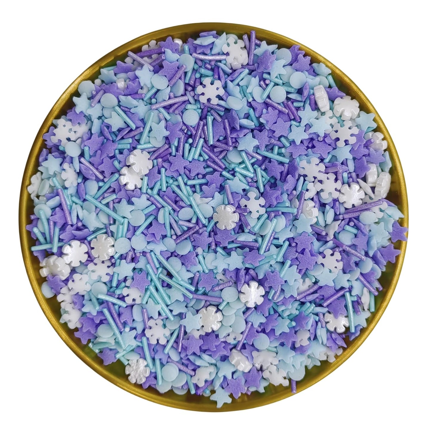 Snowflake Sprinkles Blue & White & Purple Christmas Sprinkles Mixed size snowflake Stars Jimmies CakeCookie Decorating Perfect for Wedding Party Valentine Halloween Christmas Supplies 4.58OZ