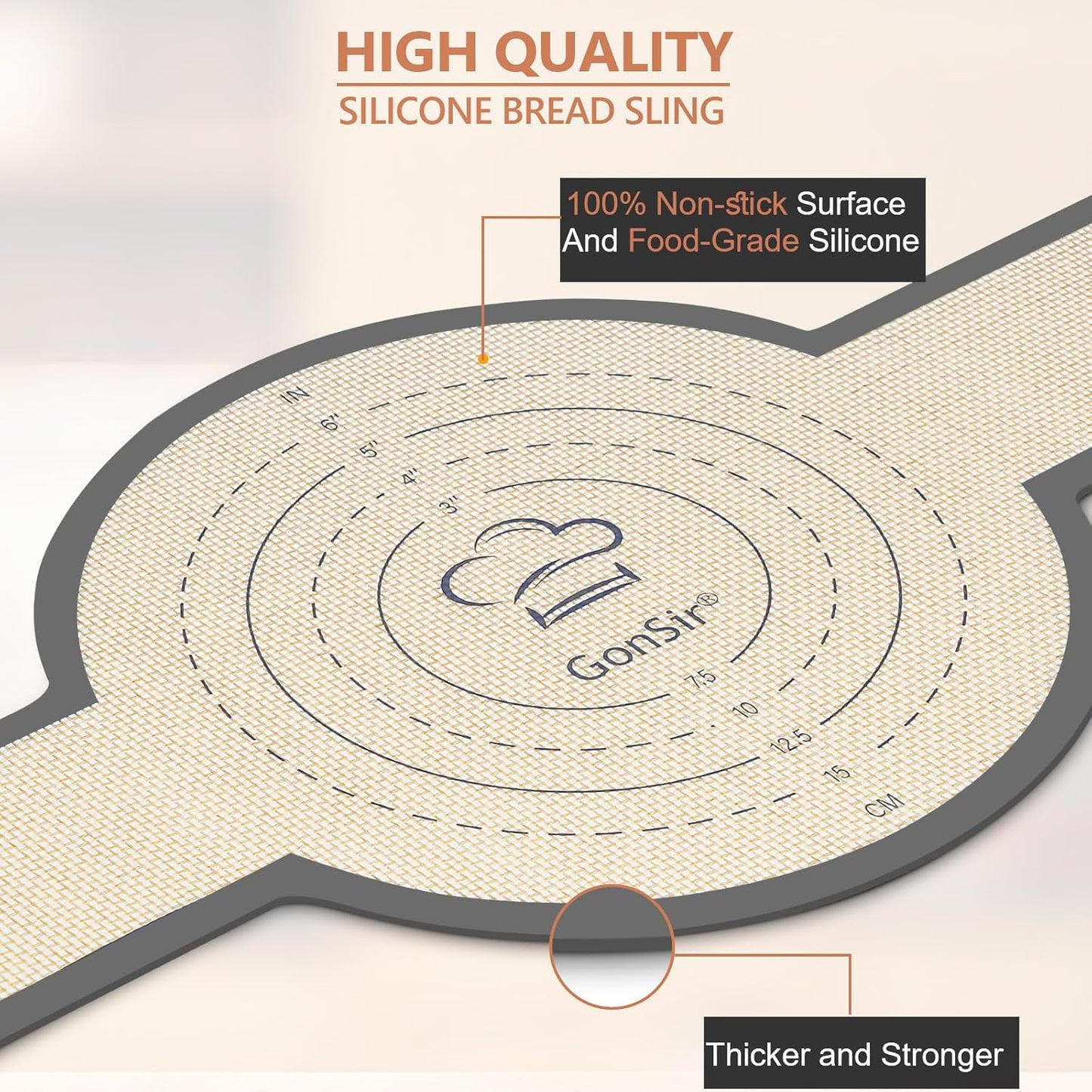 Sourdough Silicone Bread Sling, Non-Stick & Easy Clean Dutch Oven Baking Mat with Longer Handles, Silicone Baking Sling to Transfer SourDough Easily, Reusable Bread Mat Set with Storage Bracelet