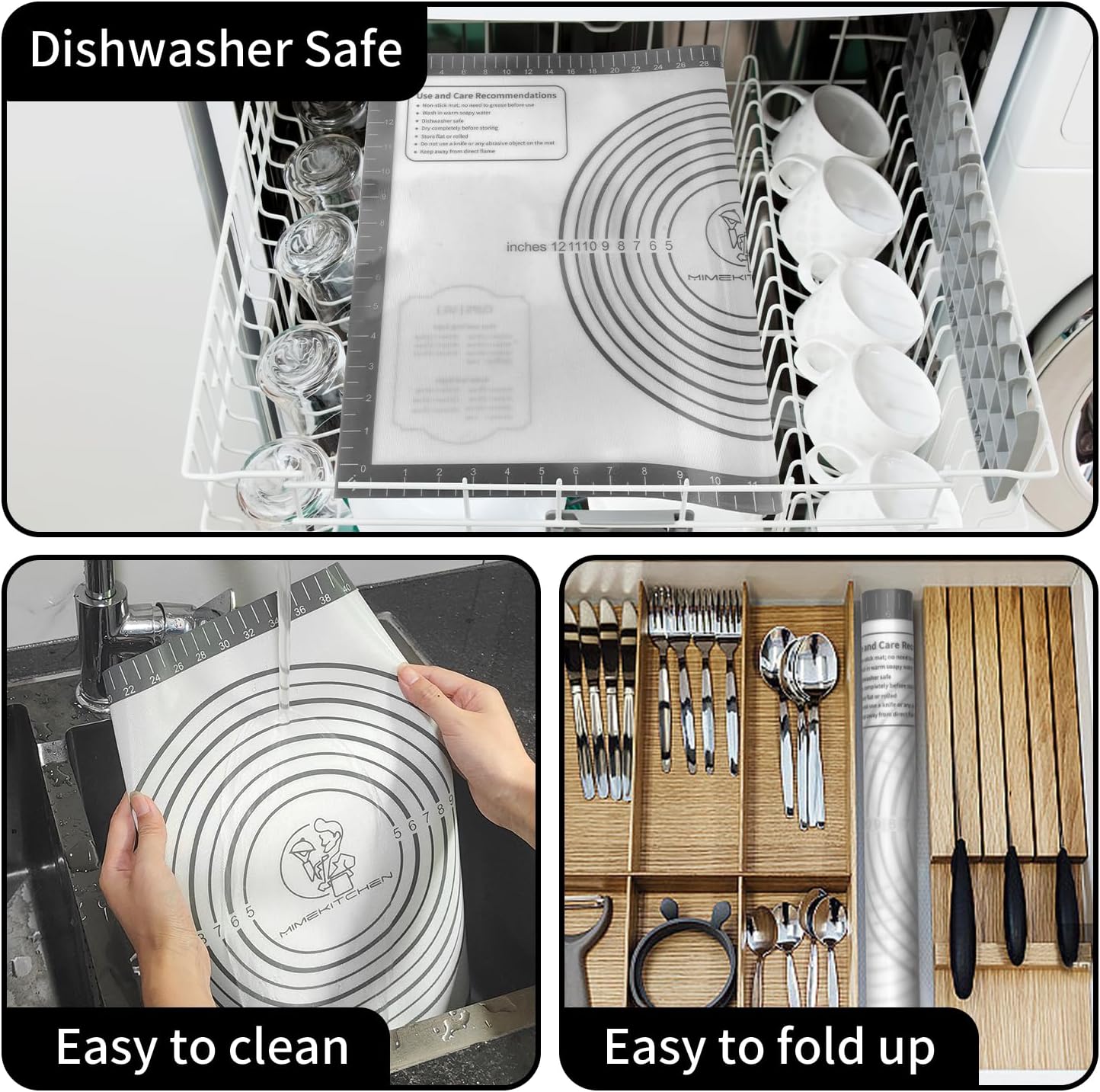 Silicone Baking Mat with Measurement, Non Stick Siliocne Pastrty Mat for Dough Rolling, Making Cookies, Macarons, Bread, Cake and Candy Reusable Fondant Mat Baking Supplies