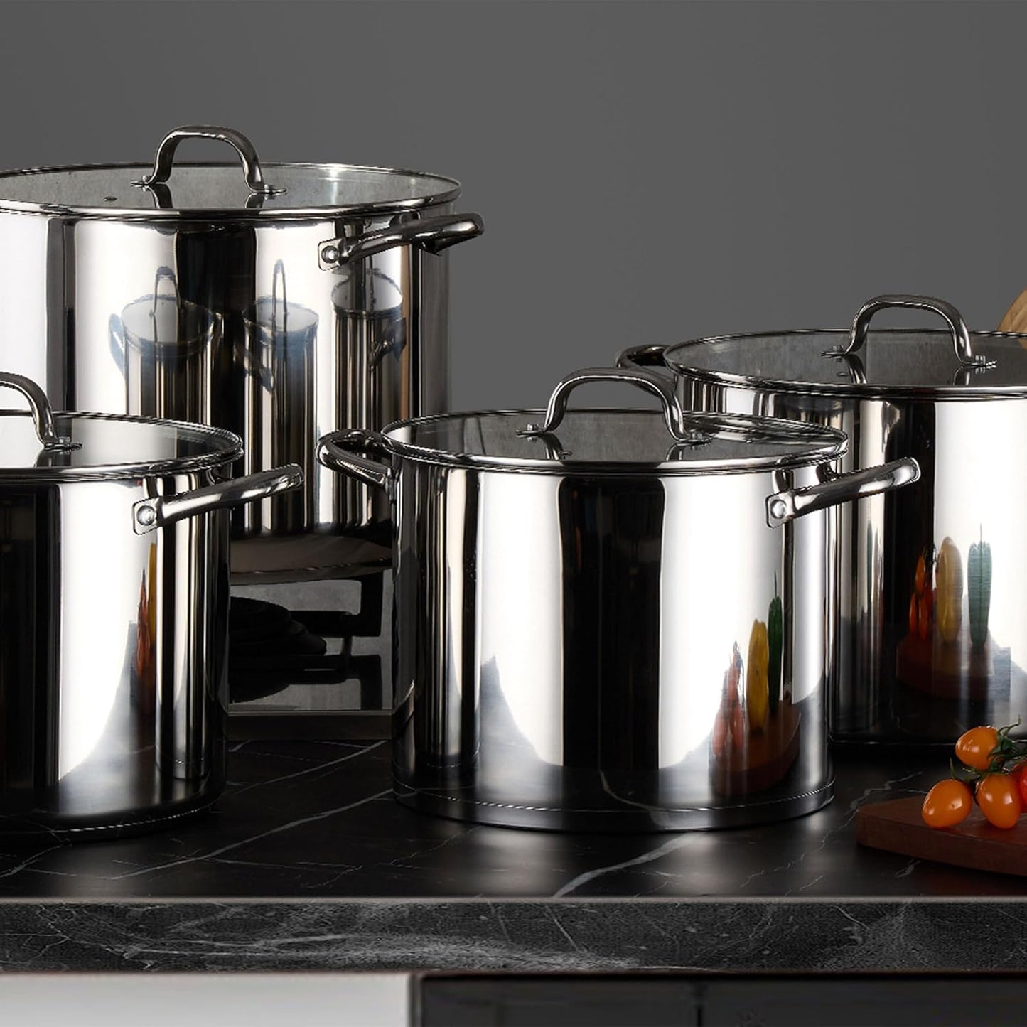 Stainless Steel Large Stock Pot, LIANYU 16 QT Heavy Duty Stockpot with Glass Lid, Deep Classic Soup Pot for Cooking Stewing Simmering, Thick Tri-ply Base & Stay-Cool Handle, Dishwasher Safe Cookware