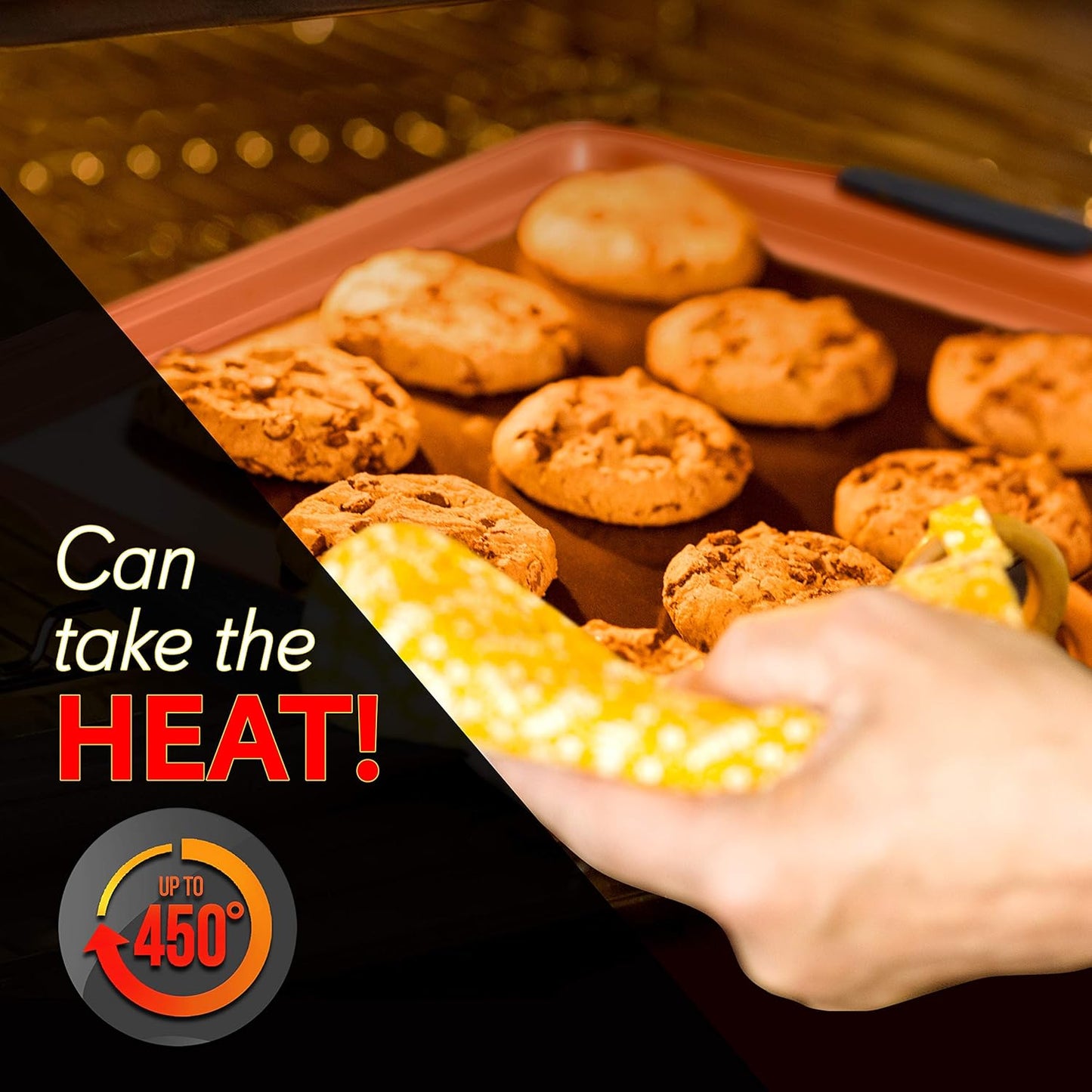 NutriChef 5-Piece Bakeware Set – Premium Non-Stick, Stackable Kitchen Baking Pans with Silicone Handles – Includes 3 Cookie Sheets, Baking Pan & Lid – Perfect for Cakes, Cookies & Brownies