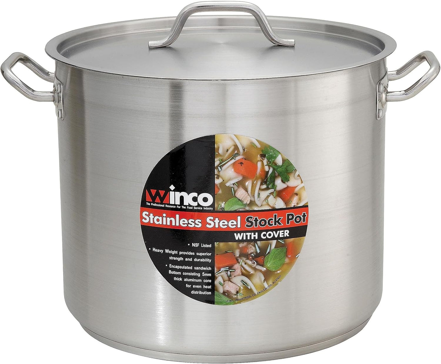 Winware Stainless 20-Quart Steel Stock Pot with Cover, Silver