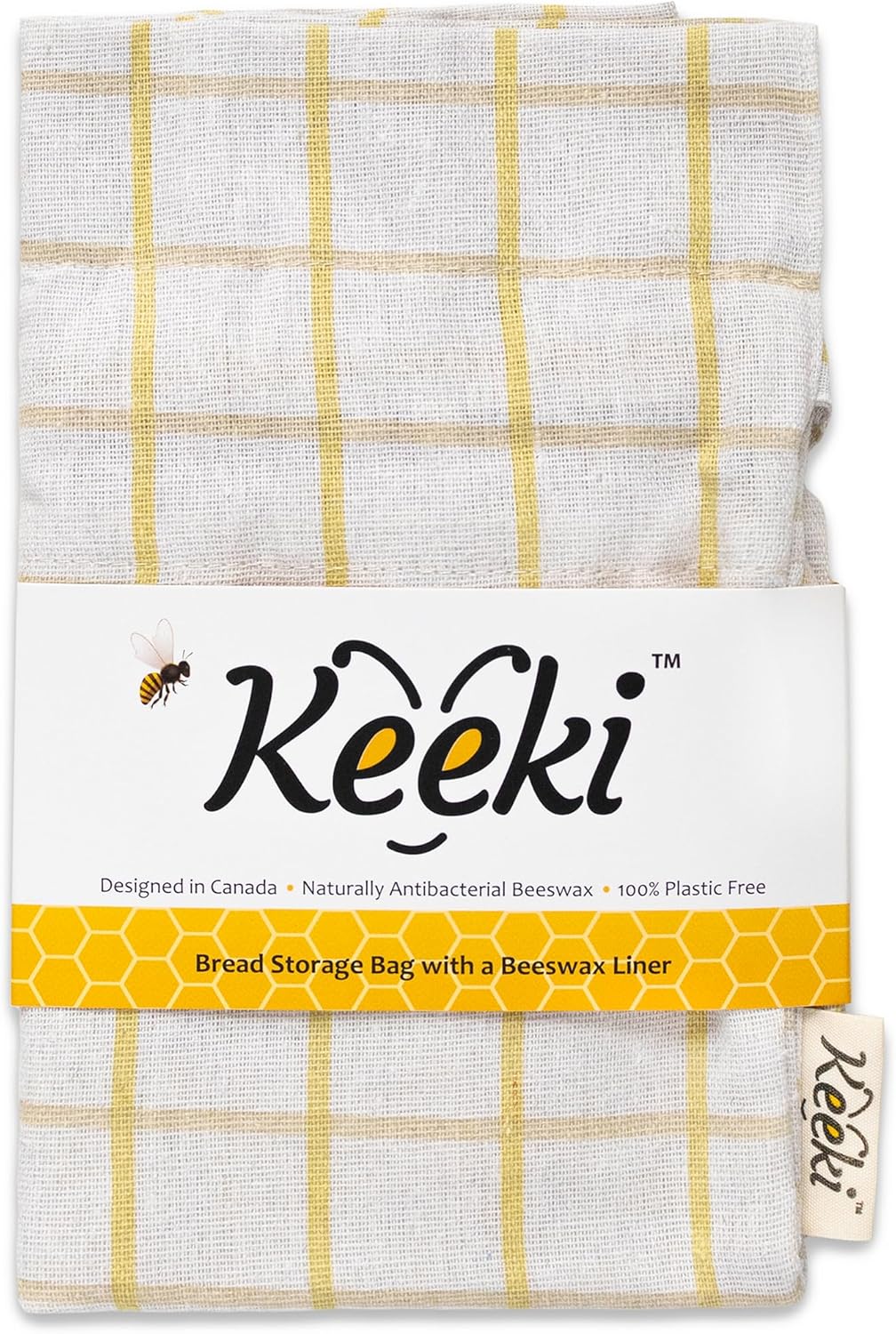 Keeki Bag - The Original Beeswax Lined Bread Bag for Homemade & Sourdough | Reusable Linen Bread Storage | Beeswax Wrap Alternative | Plastic-Free Storage w/Wide Opening & Drawstring Closure - Yellow