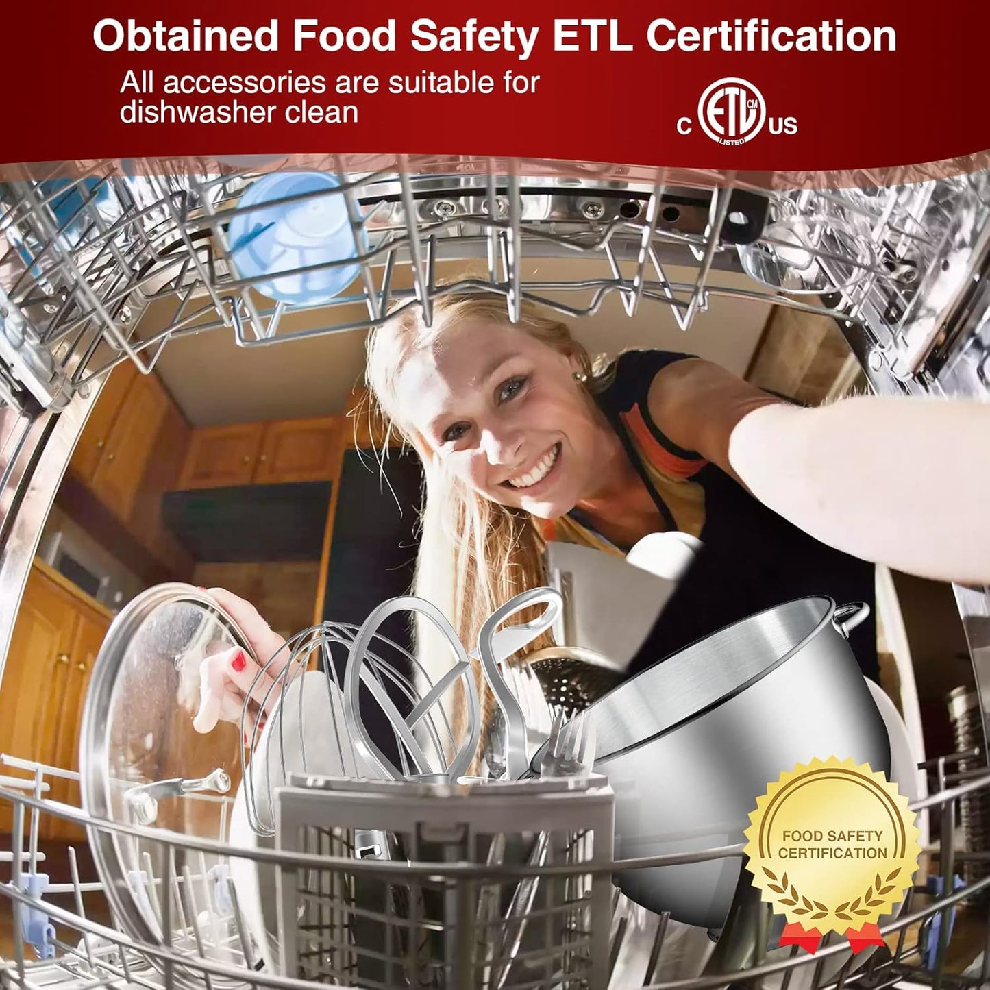 Stand Food Mixer, 6.5 Qt 660W, 6-Speed Tilt-Head , Kitchen Electric Mixer with Stainless Steel Bowl,Dough Hook,Whisk, Beater, Egg white separator (6.5-QT, Red)