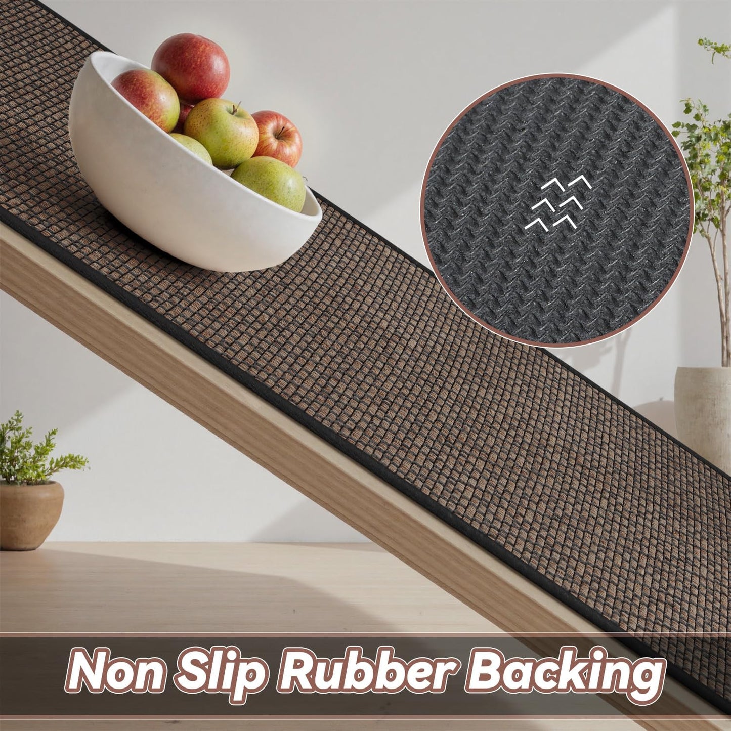 PADOOR Kitchen Runner, Rubber Backed Kitchen Runner Rugs Non Skid Washable, Super Absorbent Kitchen Mats for Floor Front of Sink, 20"x47" Black