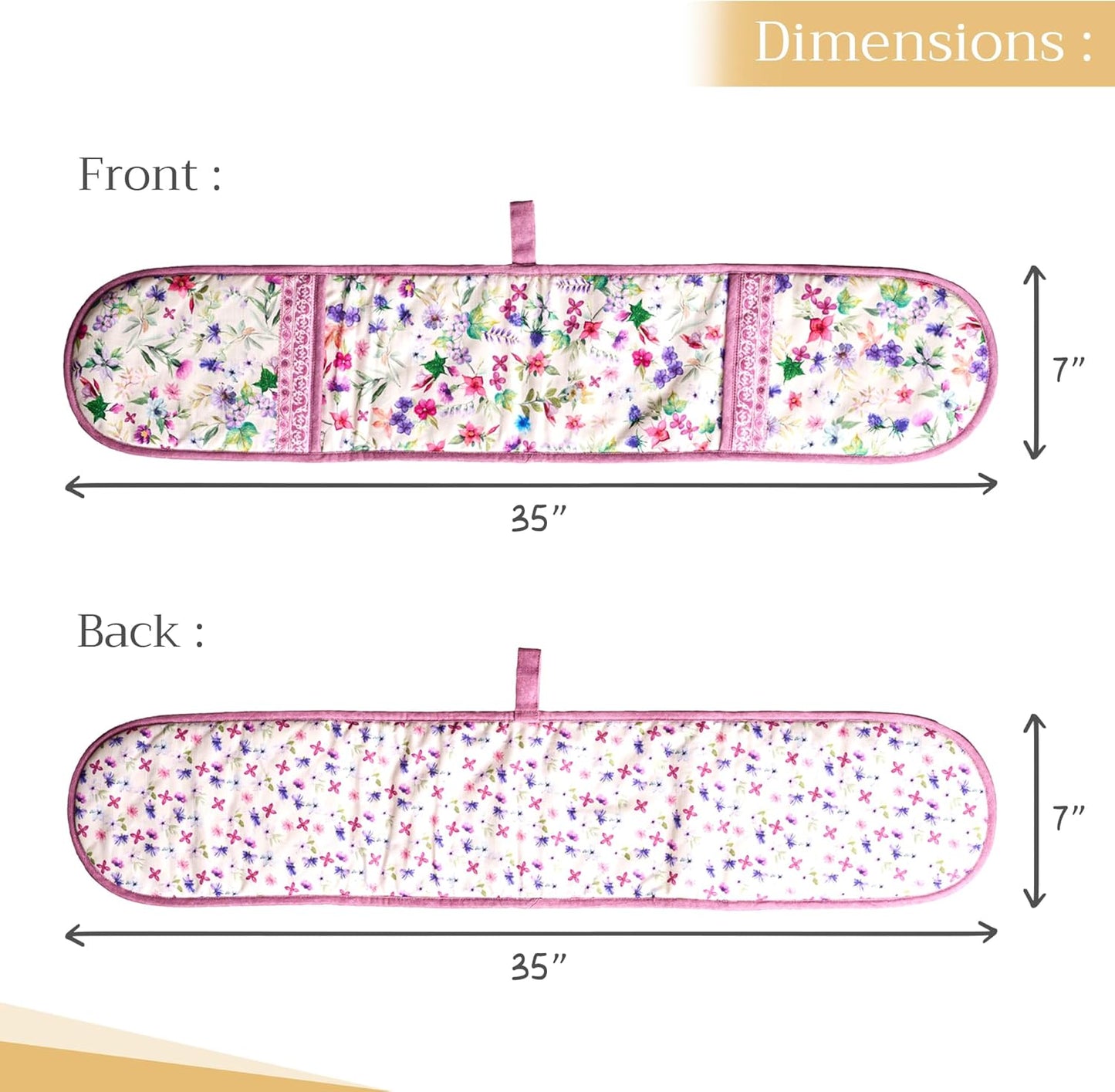 Maison d' Hermine Double Oven Mitts 100% Cotton 7"x35" Double Oven Mitt Heat Resistant BBQ Cooking Gloves with Loop, Baking, Grilling, Home, Kitchen, Handling Hot Pans Spring Summer (Chardon)