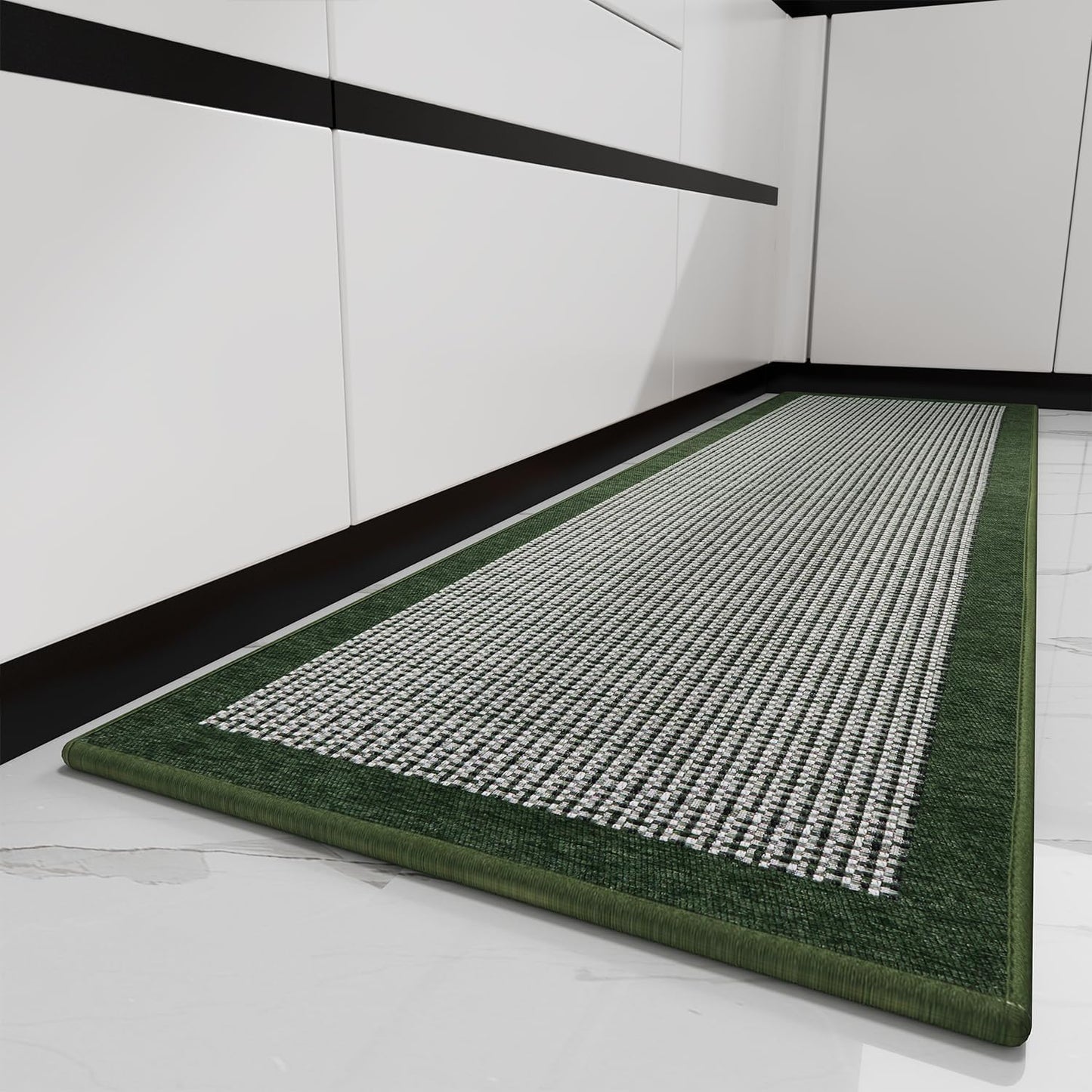 PADOOR Kitchen Mats for Floor, Kitchen Rugs Non Slip Washable, Rubber Backed Kitchen Runner Super Absorbent Kitchen Floor Mat Sink Rug, 20"x47" Green