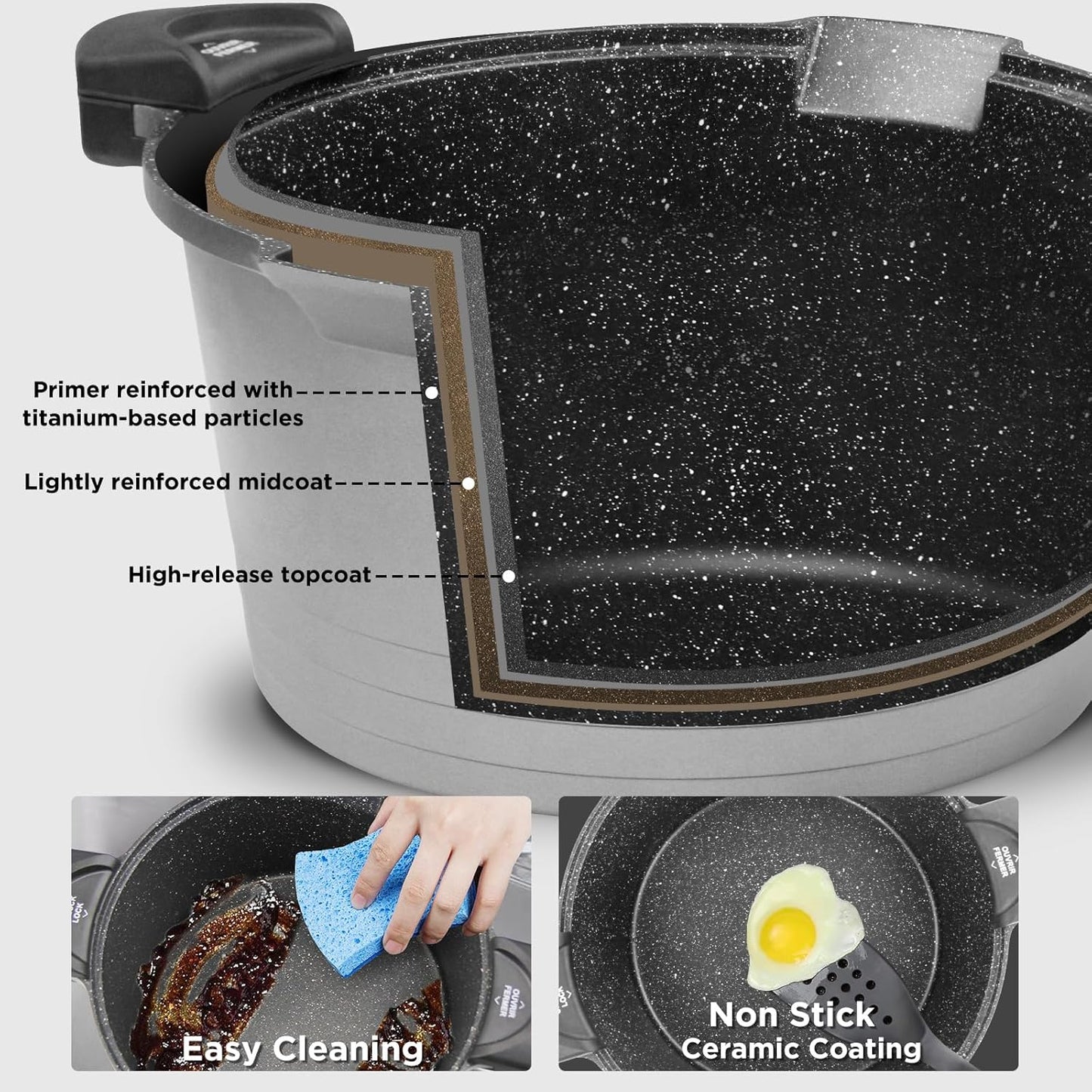 8.5QT Pasta Pot with Strainer Lid, 11'' Cast Aluminum Nonstick Multipurpose Stock Pot Spaghetti, Self-Draining Cooking Pot with Insulated Handles for Soup, and Boiling