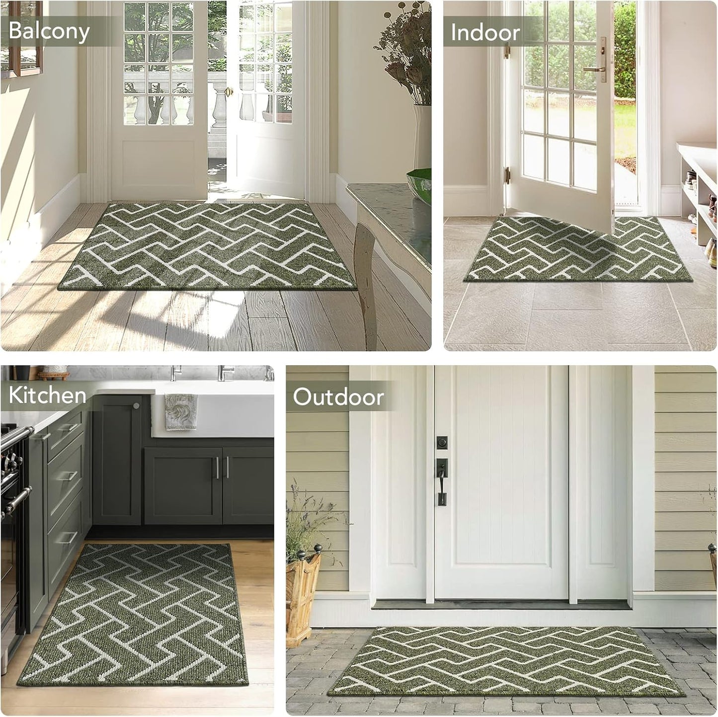 hicorfe Kitchen Rugs and Mats,Kitchen Mats for Floor,47"x71" Non Slip Runner Rug,Absorbent Resist Dirt Comfort Standing Mat Machine Washable for Entryway,Hallway,Front of Sink(Green)