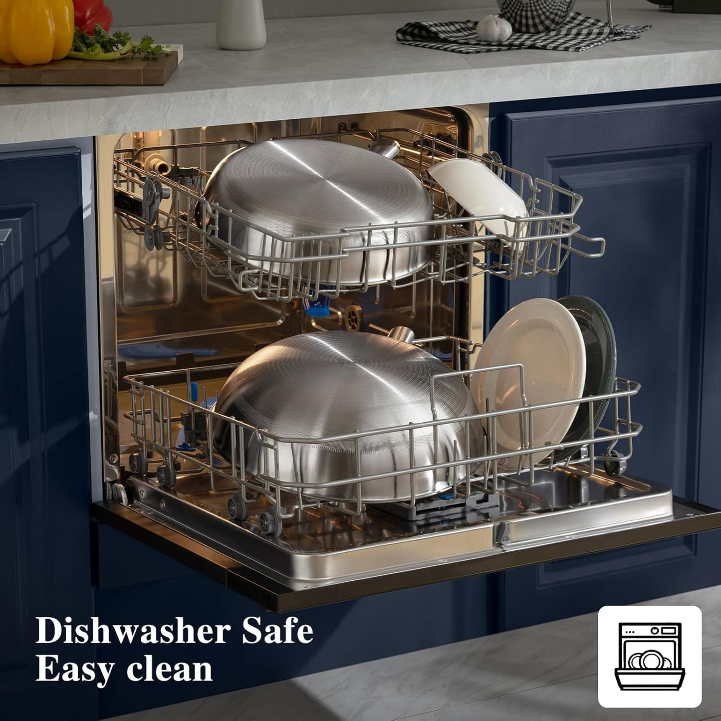 13 in Titanium Wok with Lid – Nonstick Wok & Stir-Fry Pan, All Stovetops & Induction Safe, Oven & Dishwasher Safe, Non-Toxic, No Coating – Durable Titanium Cookware, Frying Pan & Pot