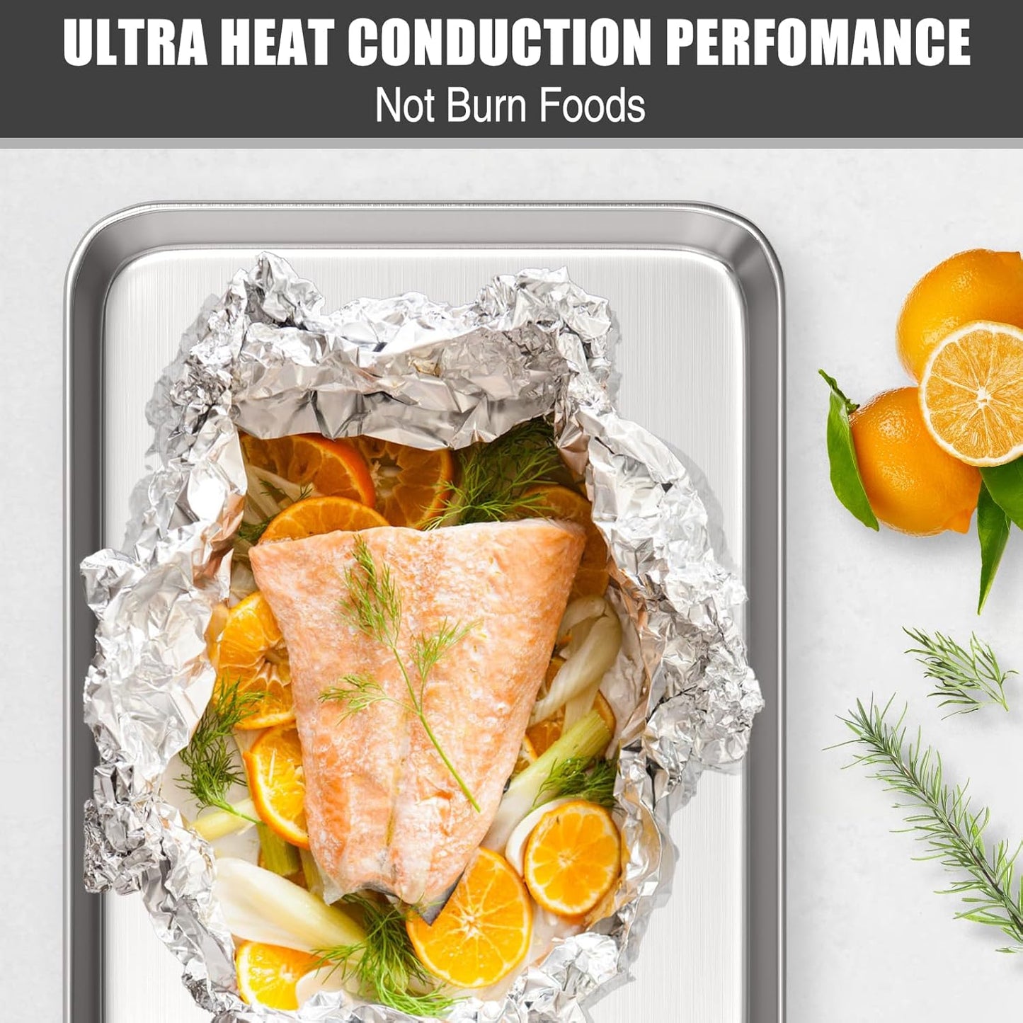 Baking Sheet Cookie Sheet Set of 2, Umite Chef Stainless Steel Baking Pans Tray Professional 18 inch, Non Toxic & Healthy, Mirror Finish & Rust Free, Easy Clean & Dishwasher Safe