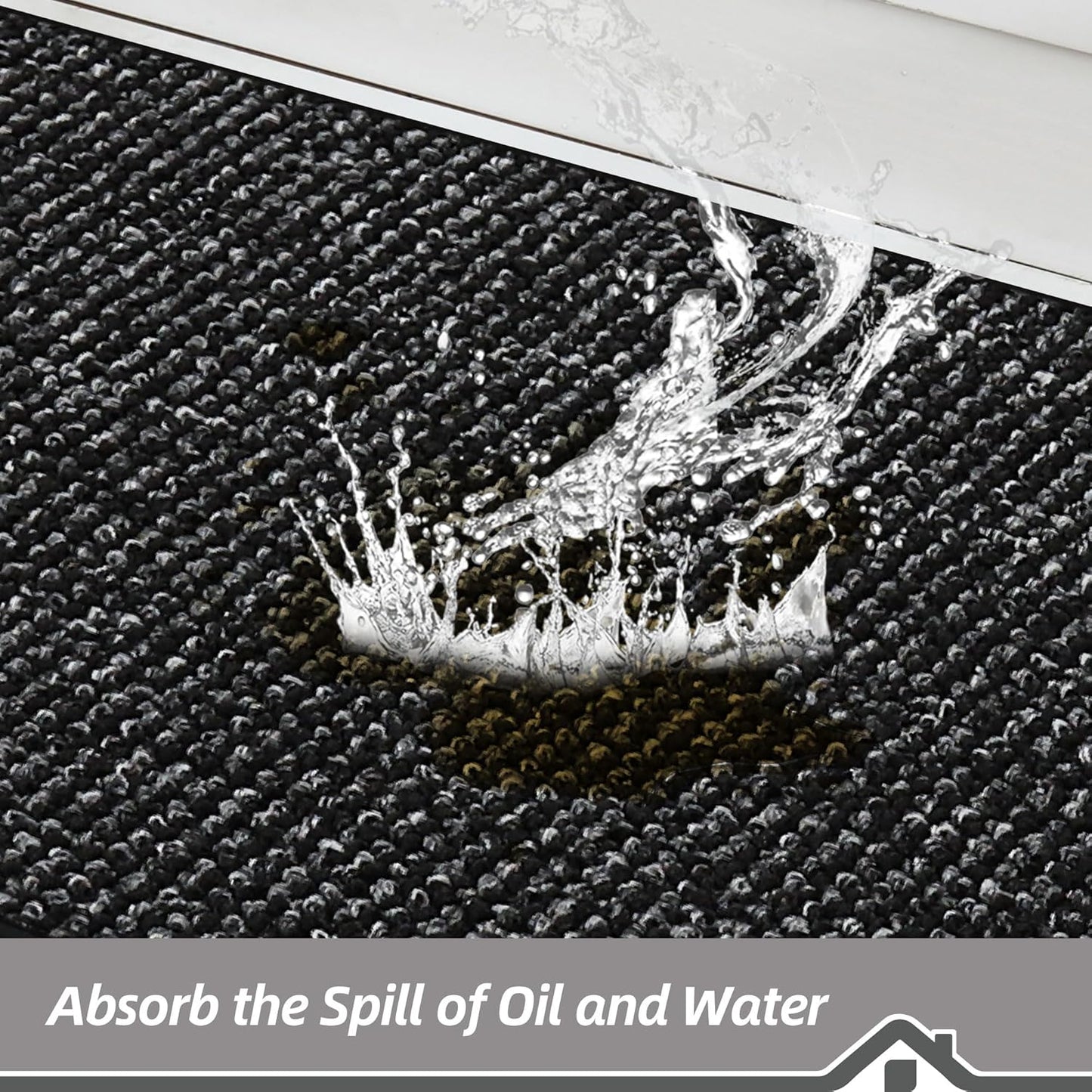 BEQHAUSE Kitchen Rugs and Mats 2PCS, Non-Slip Kitchen Mats for Floor, Absorbent and Stain Resistant Kitchen Runner, Machine Washable Rugs for Kitchen, Laundry & Sink, 24"x36"+24"x60", Black