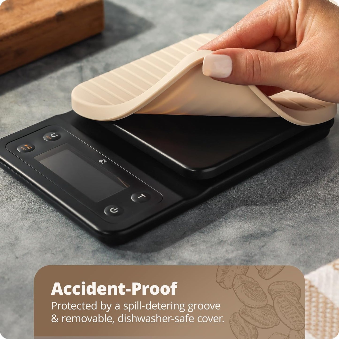 Greater Goods 0.1g Precision Coffee Scale with Timer – 3kg Digital Scale for Pour-Over, Espresso, French Press, Kitchen Use (Birch)