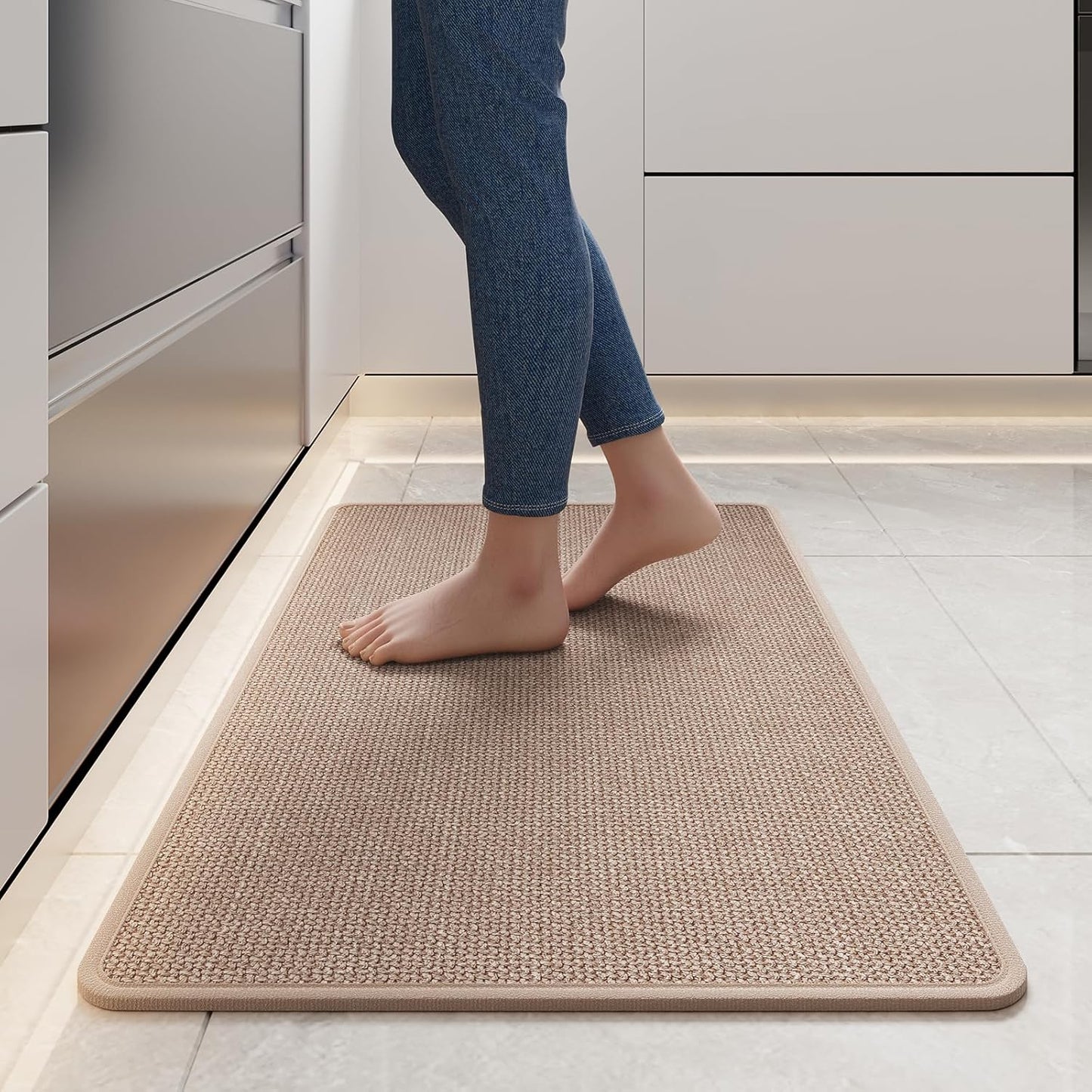 Kitchen Rugs and Mats Non Slip Washable, Absorbent Runner Rugs for Kitchen, Front of Sink, Kitchen Mats for Floor，Easy to Clean and Maintain Kitchen Floor mat(Brown, 17"x30")
