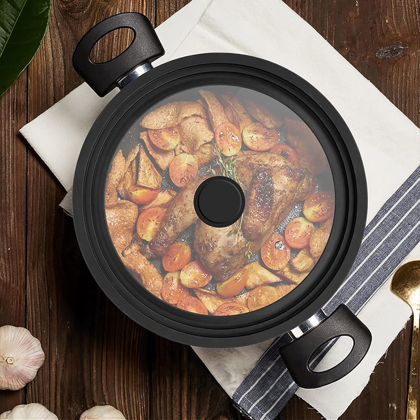 Universal Silicone Pot Lid Replacement Knob, Heat Resistant Pan Lid Holding Handles, Soft Non-Slip Knob for Slow Cookers, Skillets and Kitchen Cookware Covers (2 Pack Black)