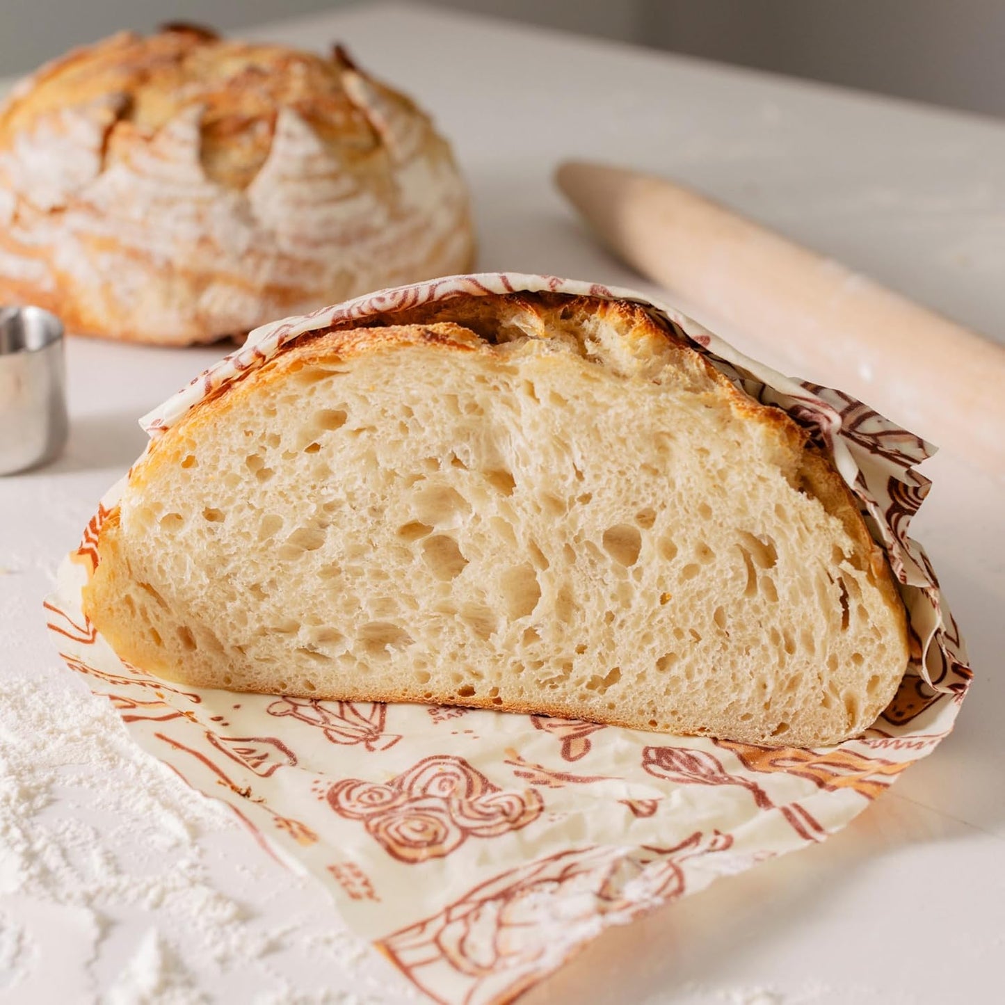 Bee's Wrap Beeswax Wraps for Food - Bakery Lane Bread Wrap - Made in USA Reusable Bread Storage Bags - Organic & Eco-Friendly Alternative to Aluminum Foil, Sourdough Bags & Plastic Wrap