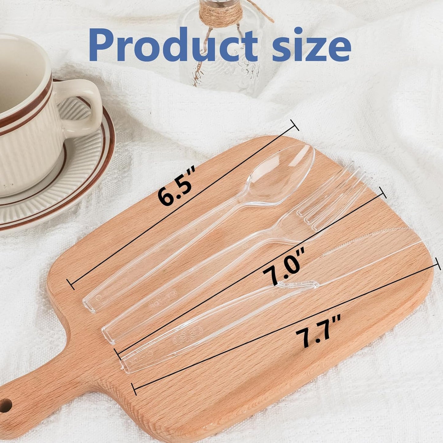 1000 Count Plastic Silverware Heavy Duty - 400 Forks, 400 Spoons, 200 Disposable Knives, BPA-Free, Disposable Plastic Cutlery Set, Plasticware Suitable for Party Everyday Use ﻿