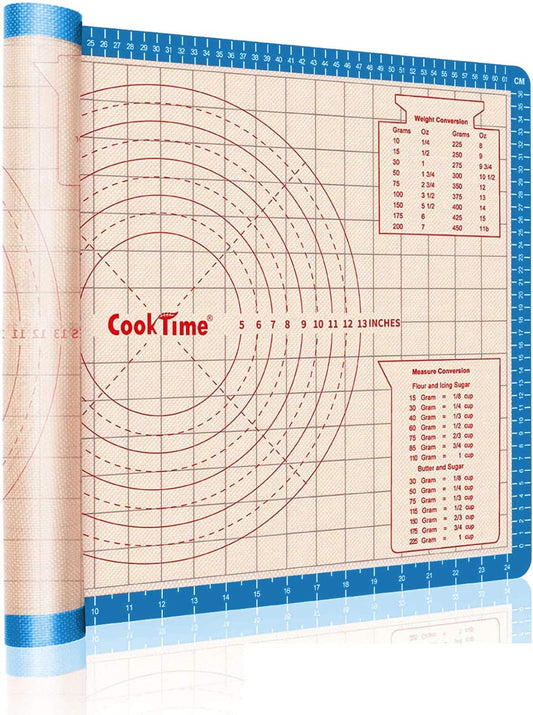 Pastry Baking Mat 28x20 Inch - Larger Silicone Baking Pastry Mat for Rolling Dough,Non Silp Silicon Dough Sheet Mat with Measurement,Perfect for Making Pie,Pizza(Blue)