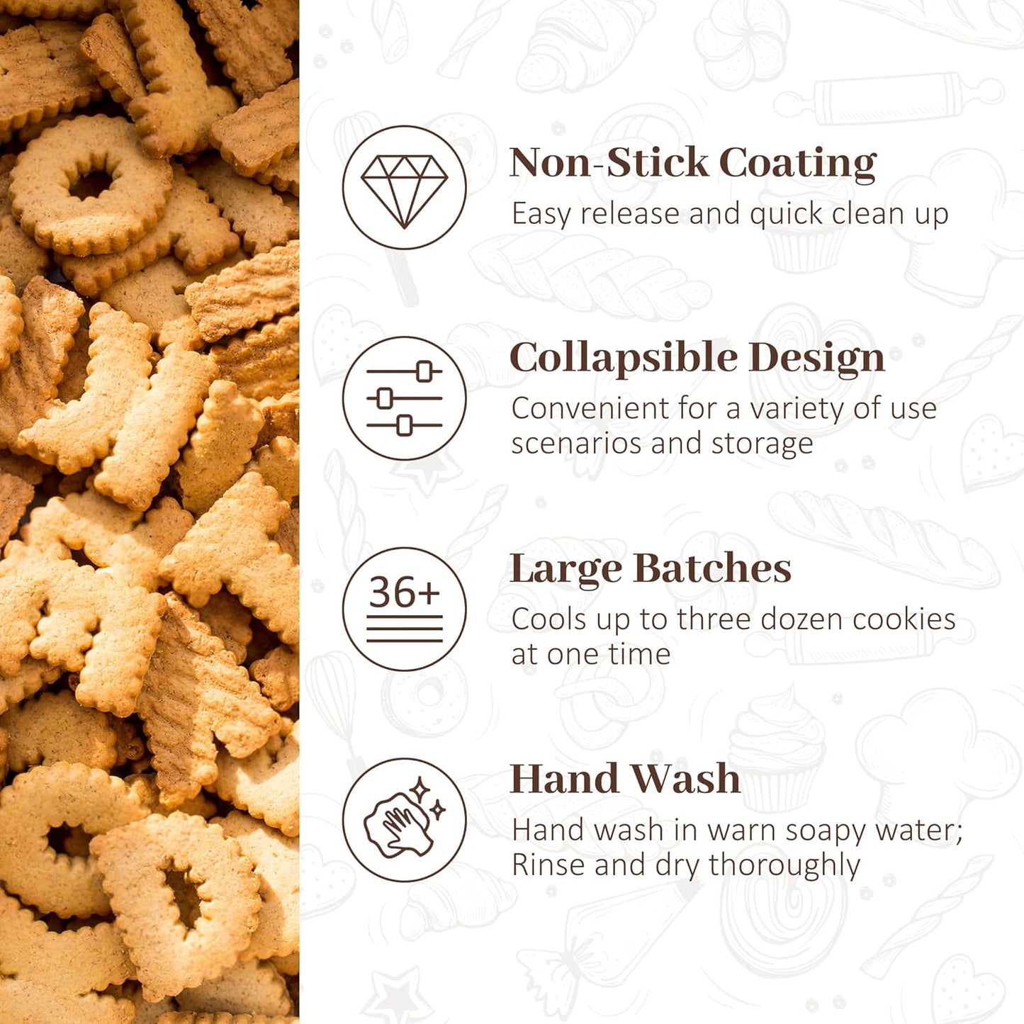 Pleafind 4 Tier Collapsible Cooling Rack - 3 Setting Design, Adjustable ＆ Stackable Baking Rack, 5 Modes Cooling Racks for Cooking and Baking, Roasting ＆ Grilling Gifts for Picnic Party