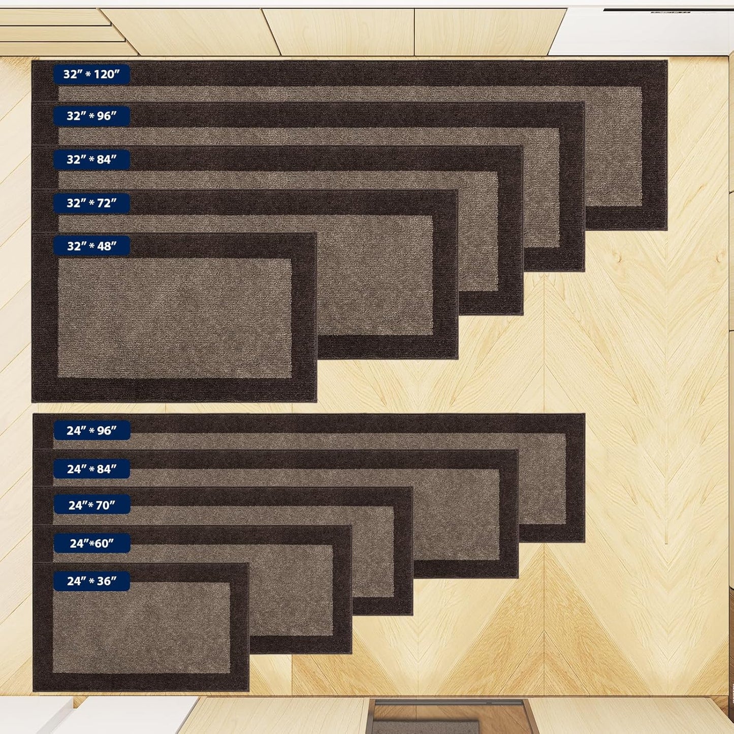 Machine Washable Runner Rug 32" x 120", Non Slip Kitchen Mat for Floor, Absorbent Entryway Rug for Kitchen, Bedroom, Living Room, Hallway, Door (Roll Packing)