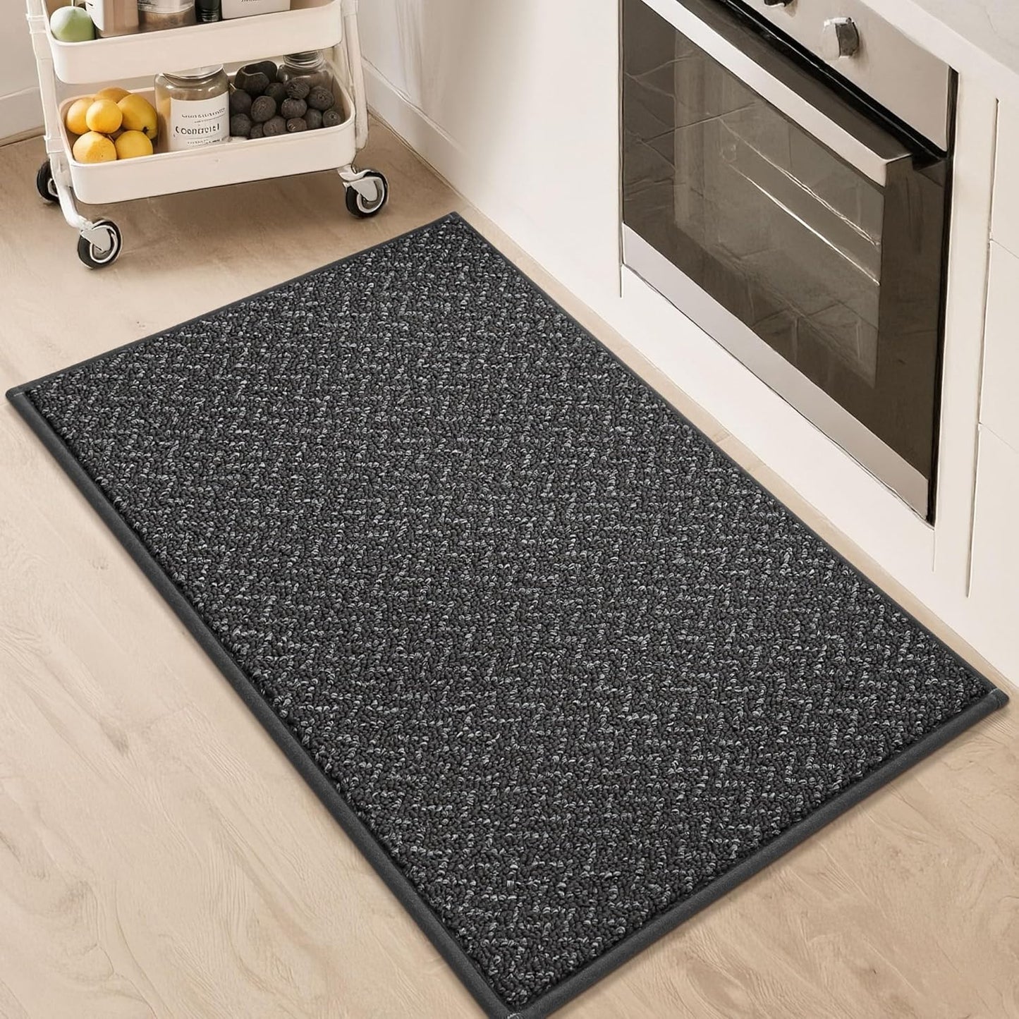 COSY HOMEER Kitchen Rugs 20"x32" Non-Slip Kitchen Mats for Floor Absorbent Stain Resistant Kitchen Floor Mat Machine Washable Rugs for Kitchen,Hallway,Sink,Dark Grey