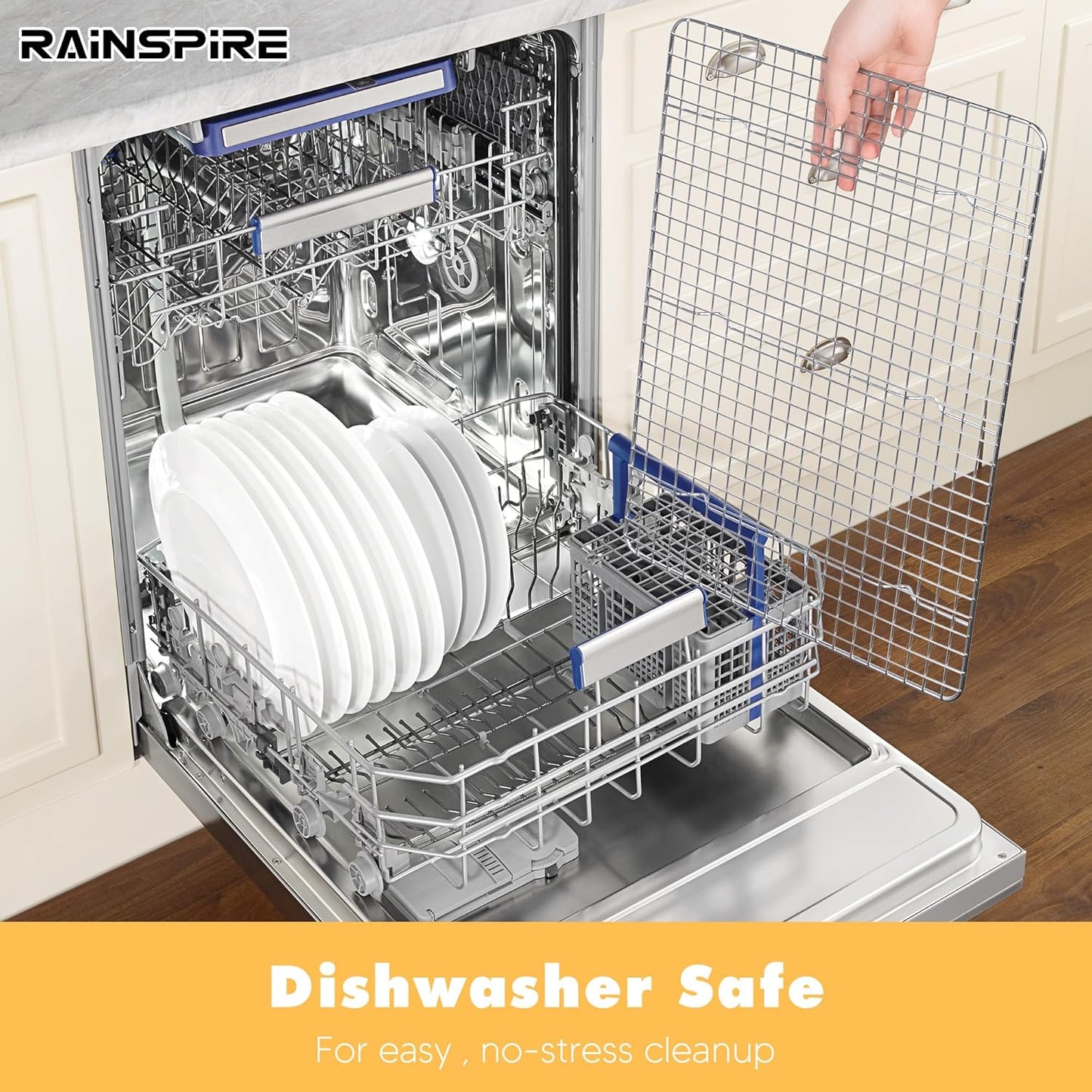 Rainspire Cooling Rack Stainless Steel, Heavy Duty Cooling Racks for Cooking and Baking, Oven Safe Wire Rack for Cooking, Baking Rack for Oven Cooking Fits Jelly Roll Pan, 10" x 15", 1-Pack