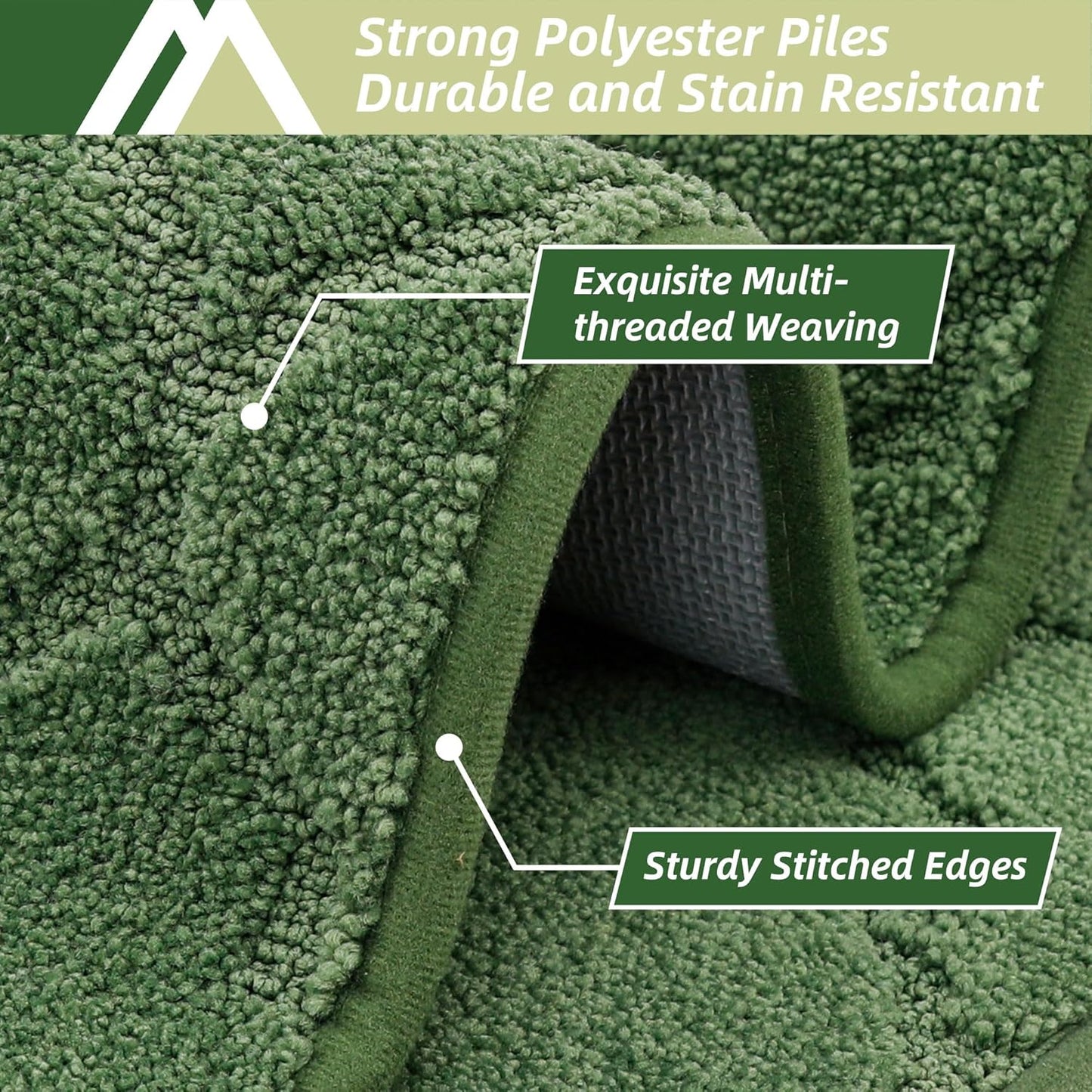 COSY HOMEER Soft Kitchen Floor Mats for in Front of Sink Super Absorbent Rugs 20"x59" Non-Skid Kitchen Standing Mat Washable,Polyester,Green