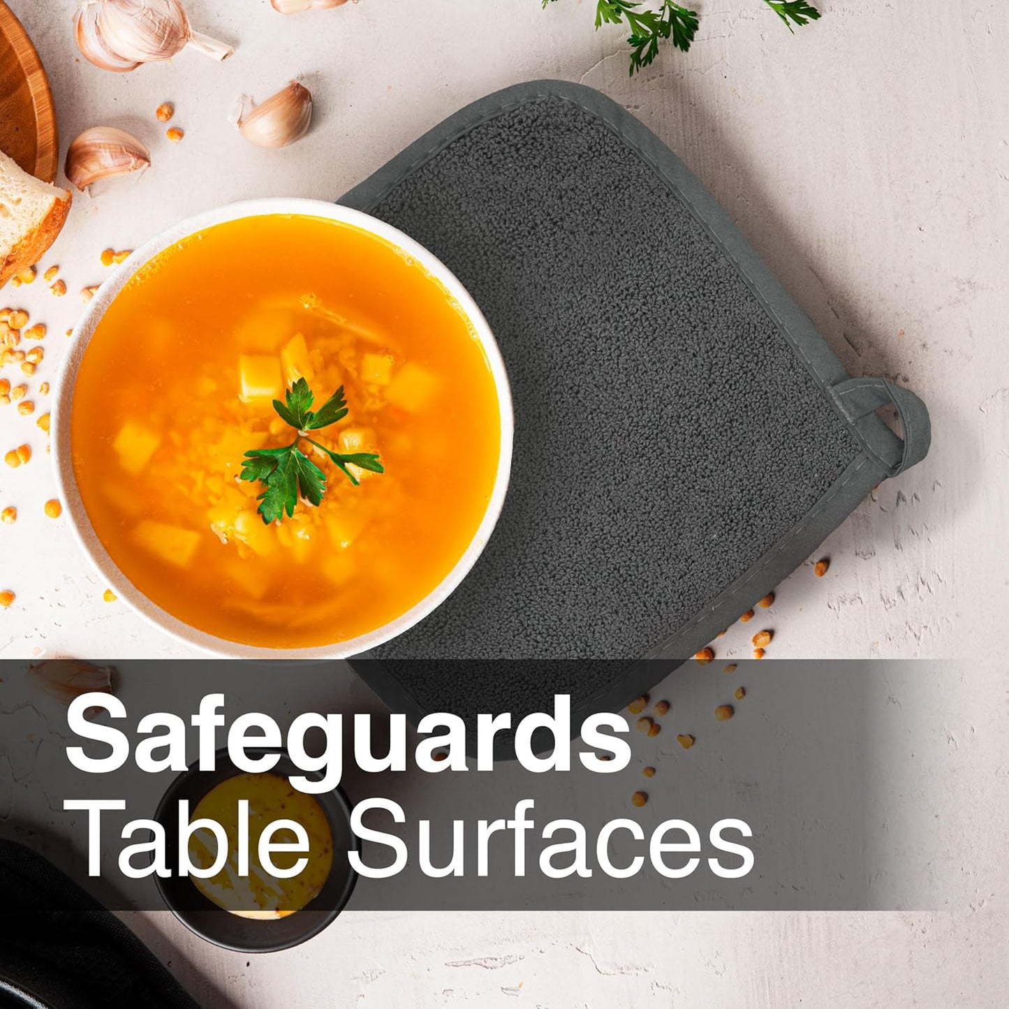 RITZ Terry Potholder & Hot Pad: Unparalleled Heat Resistant, Durable 100% Cotton – Ergonomically Designed for Optimal Grip – Easy-Care Machine Washable – 2-Pack, Graphite