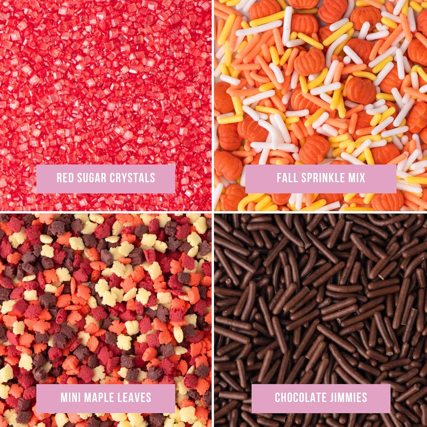 Sweets Indeed Sprinkles, Fall Sprinkles, Leaf Shapes, 4 pack, 11.57 ounces, Edible Sprinkle Mix, Perfect for Cake Decorations, Baking, Ice Cream, Cookies, Cupcake Topper (Fall)