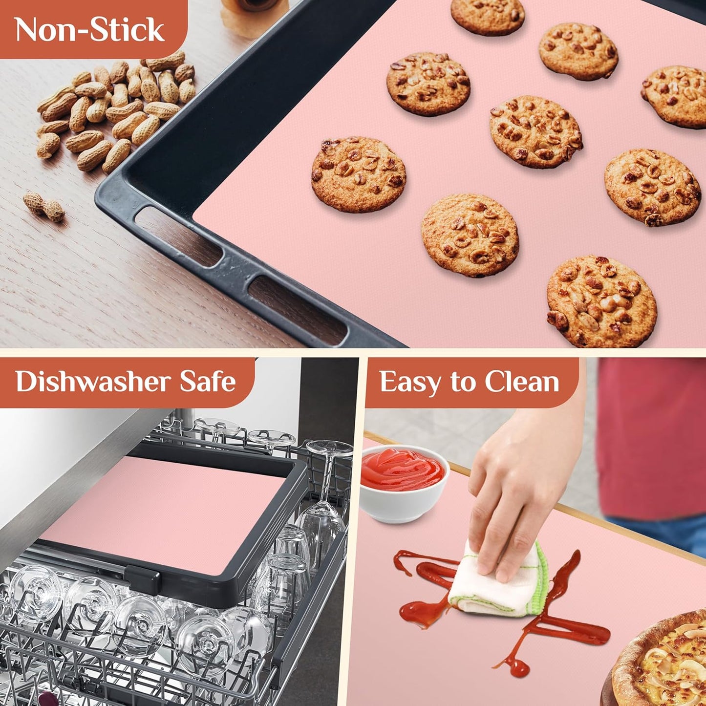 Silicone Baking Mat, 12 IN x 6 FT Free Cutting Baking Sheet, Non-Stick Reusable Dough & Pastry Mat, Non-Slip Silicone Mat Roll for Air Fryer Liner, Freeze Dryer, Oven Baking Pan, Kitchen Counter