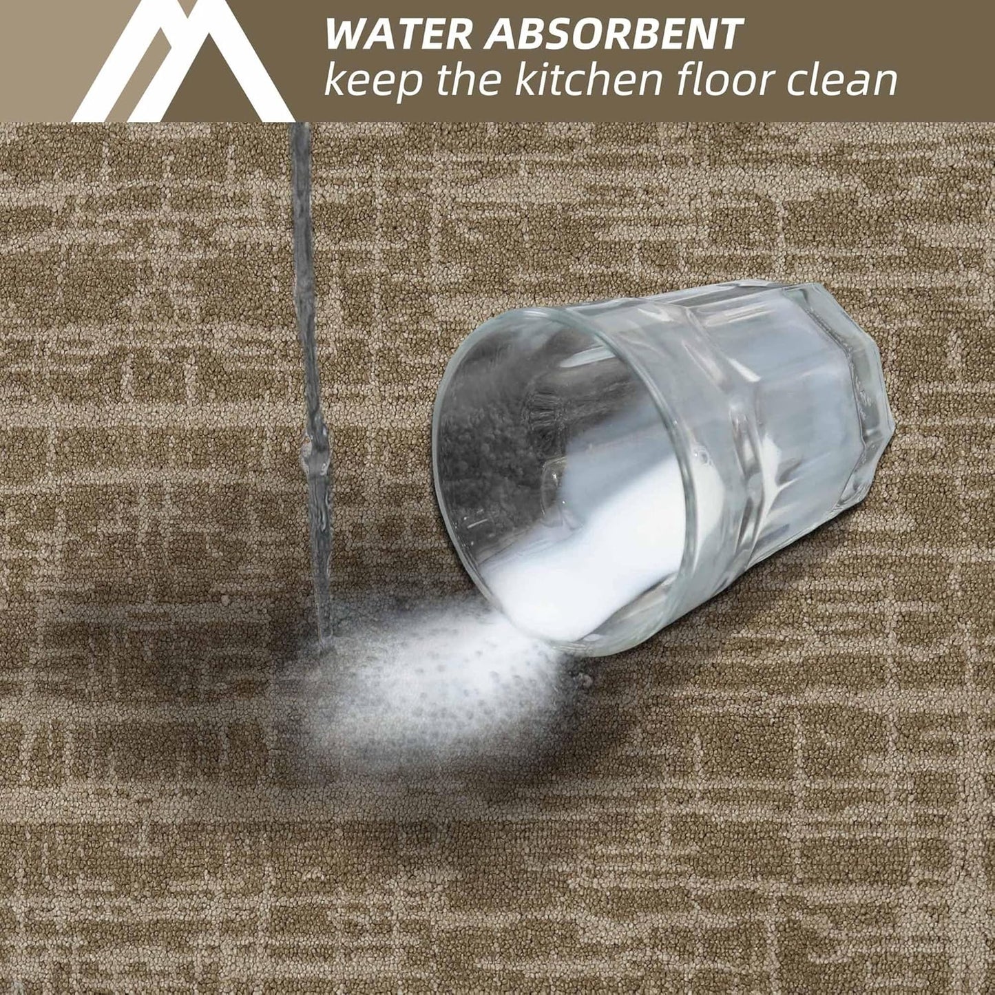 COSY HOMEER Kitchen Rugs 20"x32"+20"x48" Absorbent Soft Kitchen Mats for Floor Non Slip Kitchen Runner Rug Polyester Washable Kitchen Floor Mats for Sink Mat,Hallway,Laundry,Taupe