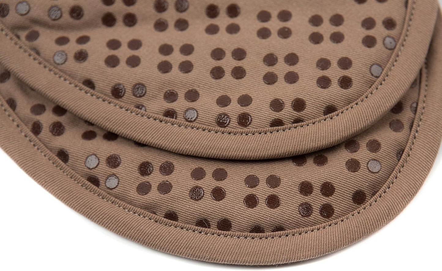 Sticky Toffee Oven Mitt and Pot Holder Set of 3 – Brown Non-Slip Silicone Kitchen Hot Pads and Mitts, 100% Cotton Shell, Oeko-Tex Cotton