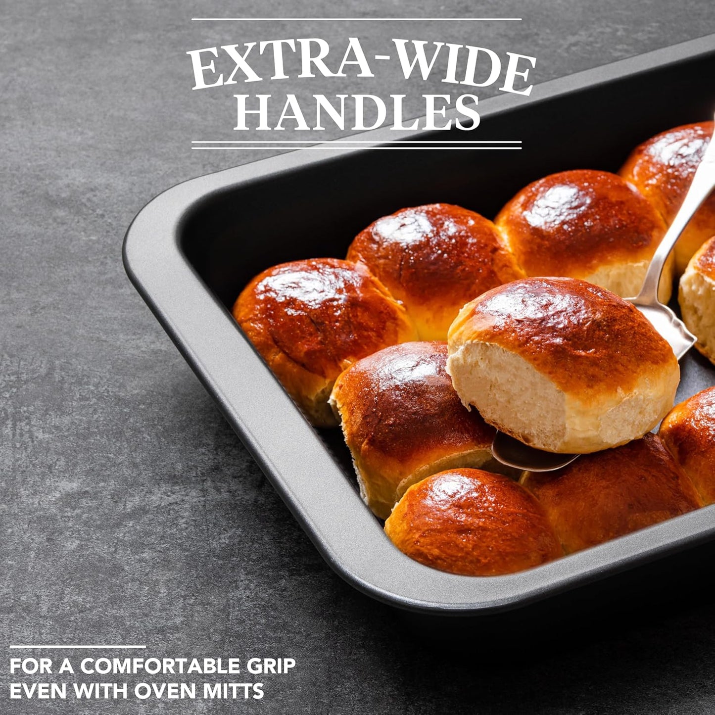 Cake Pan, Nonstick Baking Pan for Cake, Bread, Brownie or Lasagna, Heavy Duty Baking Dish with Diamond Texture Pattern and Wide Grips