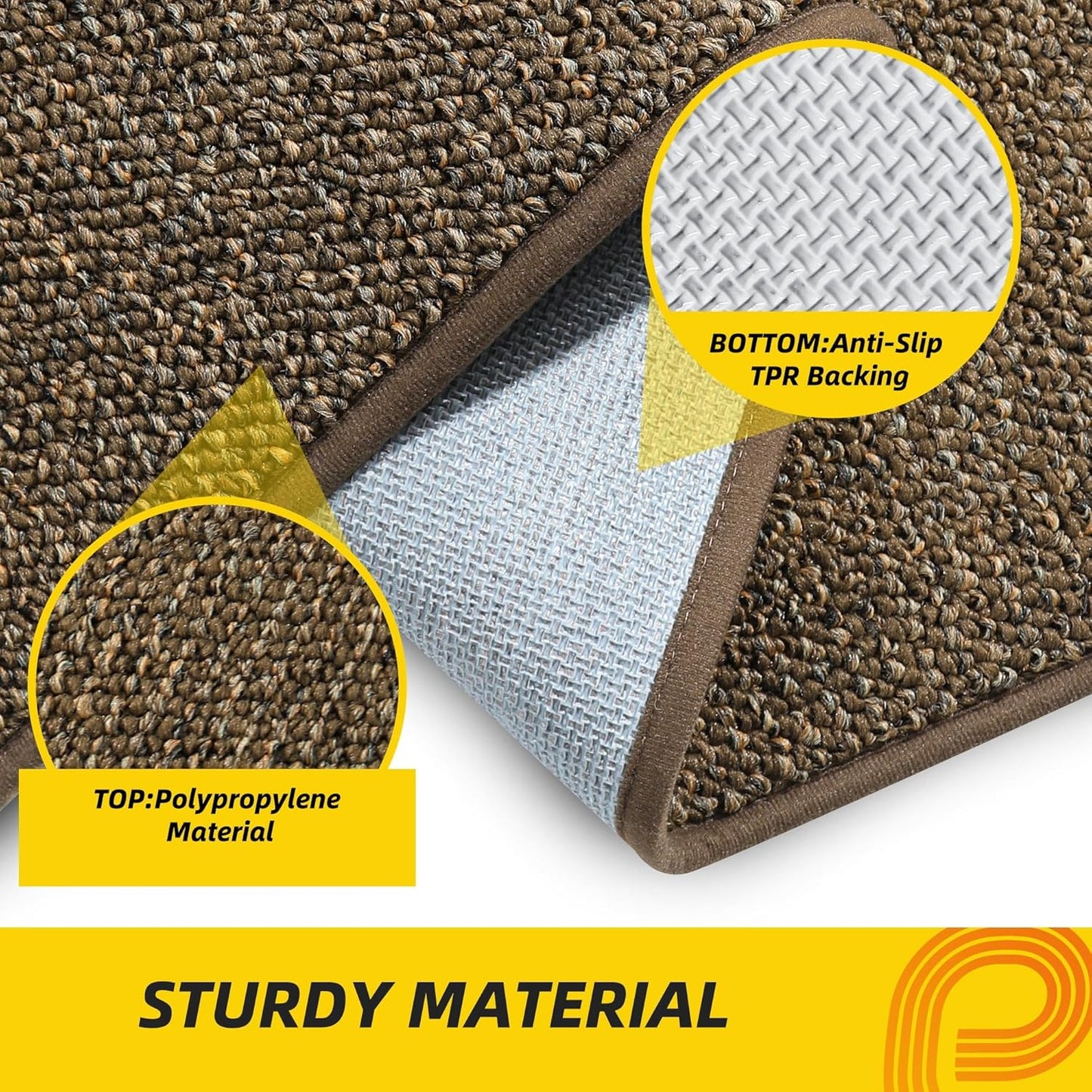 JSEI Dirt Trapper Door Mat 20"x32" Non-Slip Washable Entrance Mat, Dog Doormats, Absorbent & Fade-Resistant Floor Mats, Low Profile Welcome Mats for Entryway, Front Door, and Inside Entrance, Brown