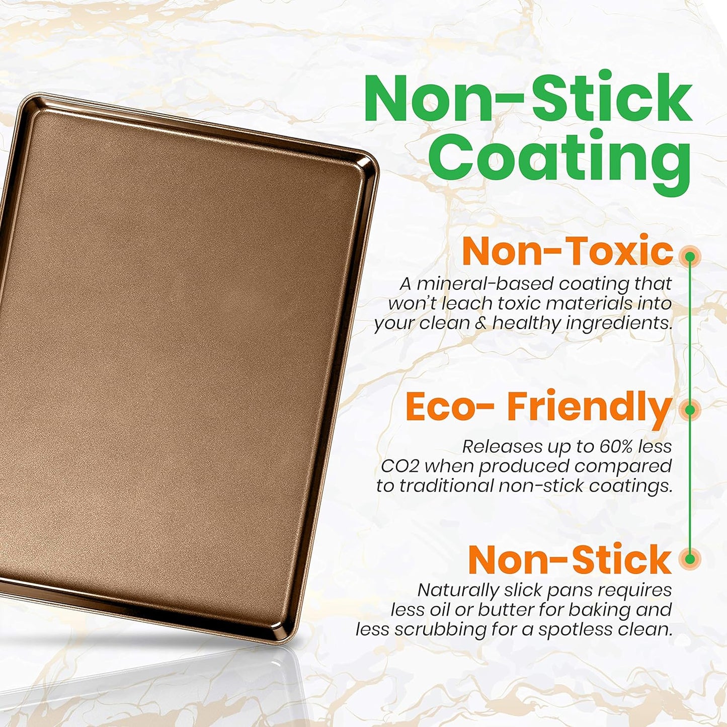 NutriChef Nonstick XL Cookie Sheet Baking Pan - Extra Large 22" x 16" Carbon Steel Oven Baking Sheet for Pastries, Desserts, & More - Dishwasher Safe, Gold