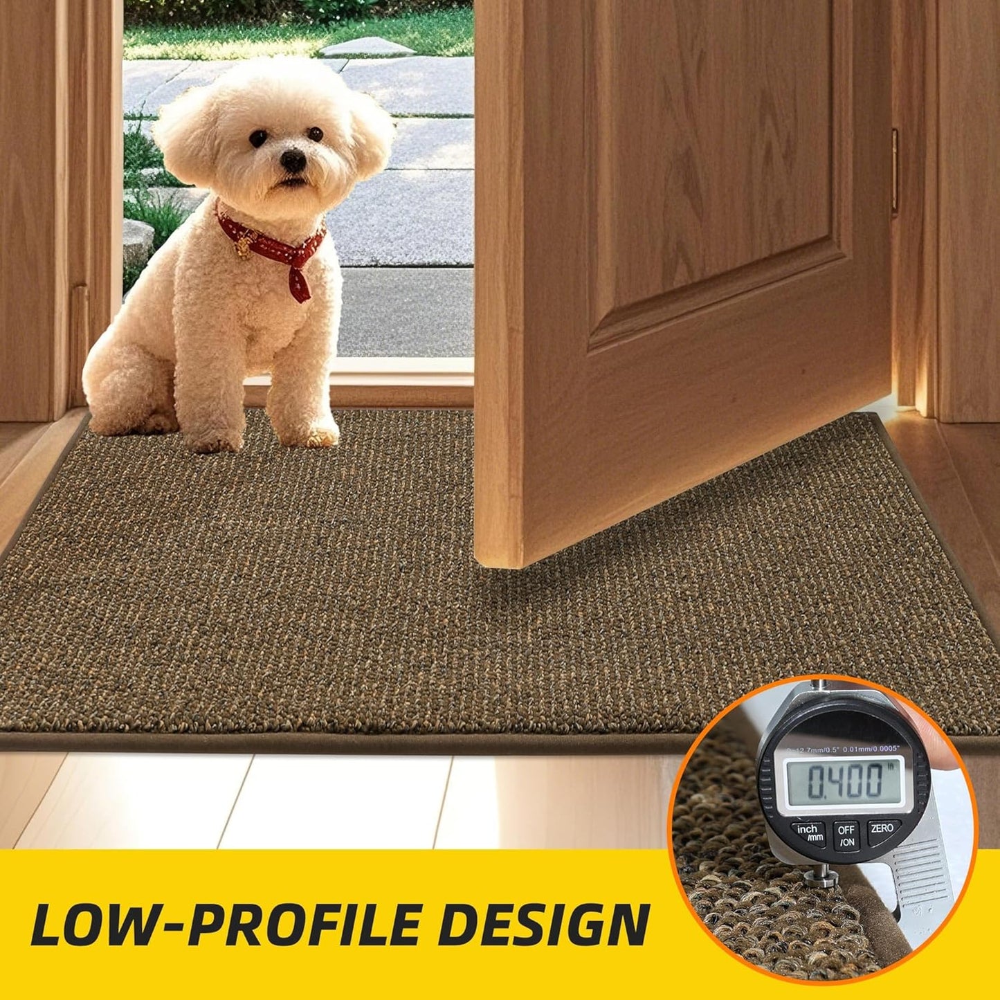 JSEI Dirt Trapper Door Mat 32"x48" Non-Slip Washable Entrance Mat, Dog Doormats, Absorbent & Fade-Resistant Floor Mats, Low Profile Welcome Mats for Entryway, Front Door, and Inside Entrance, Brown