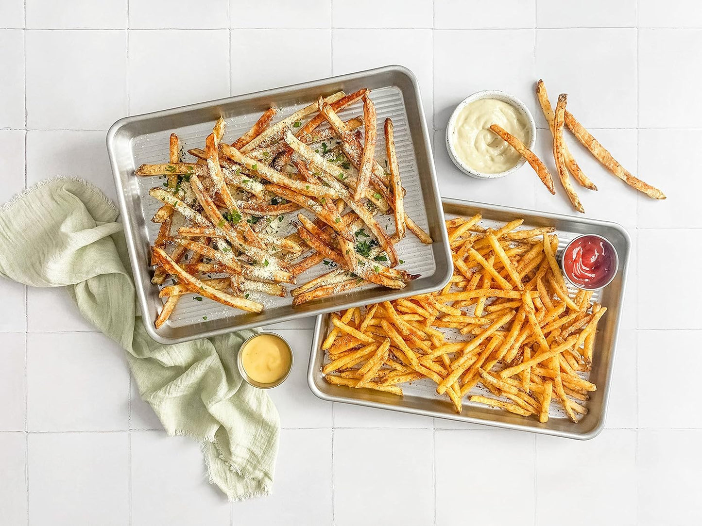 USA Pan Nonstick Half Sheet Pan and Quarter Sheet Pan, Set of 2, Aluminized Steel