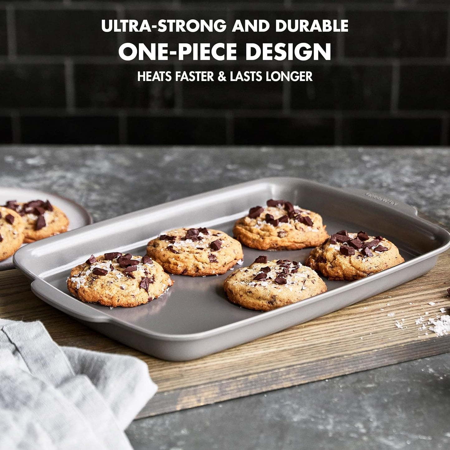 GreenPan Premiere Ovenware Healthy Ceramic Nonstick 18" x 13" Half Rectangular Baking Pan, PFOA & PFAS-Free, Warp-Free Bakeware, Durable Quick Heating Tray, Oven Safe to 600F, Dishwasher Safe, Gray