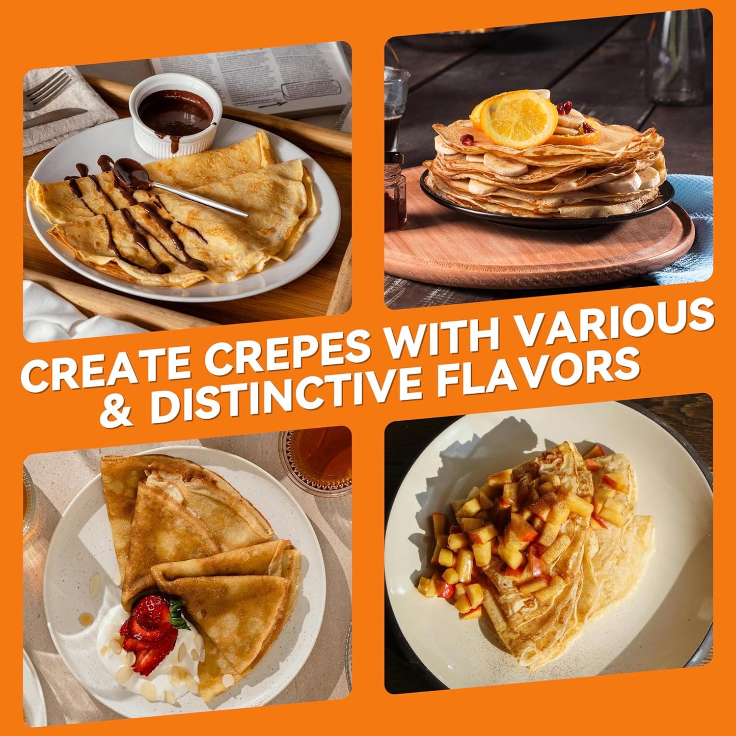 Baker's Friend Instant Crepe Maker with Handle, Electric Crepe Maker Machine, Crepera Electrica, 8 Inch Non-stick Cooking Surface, Raspberry Red