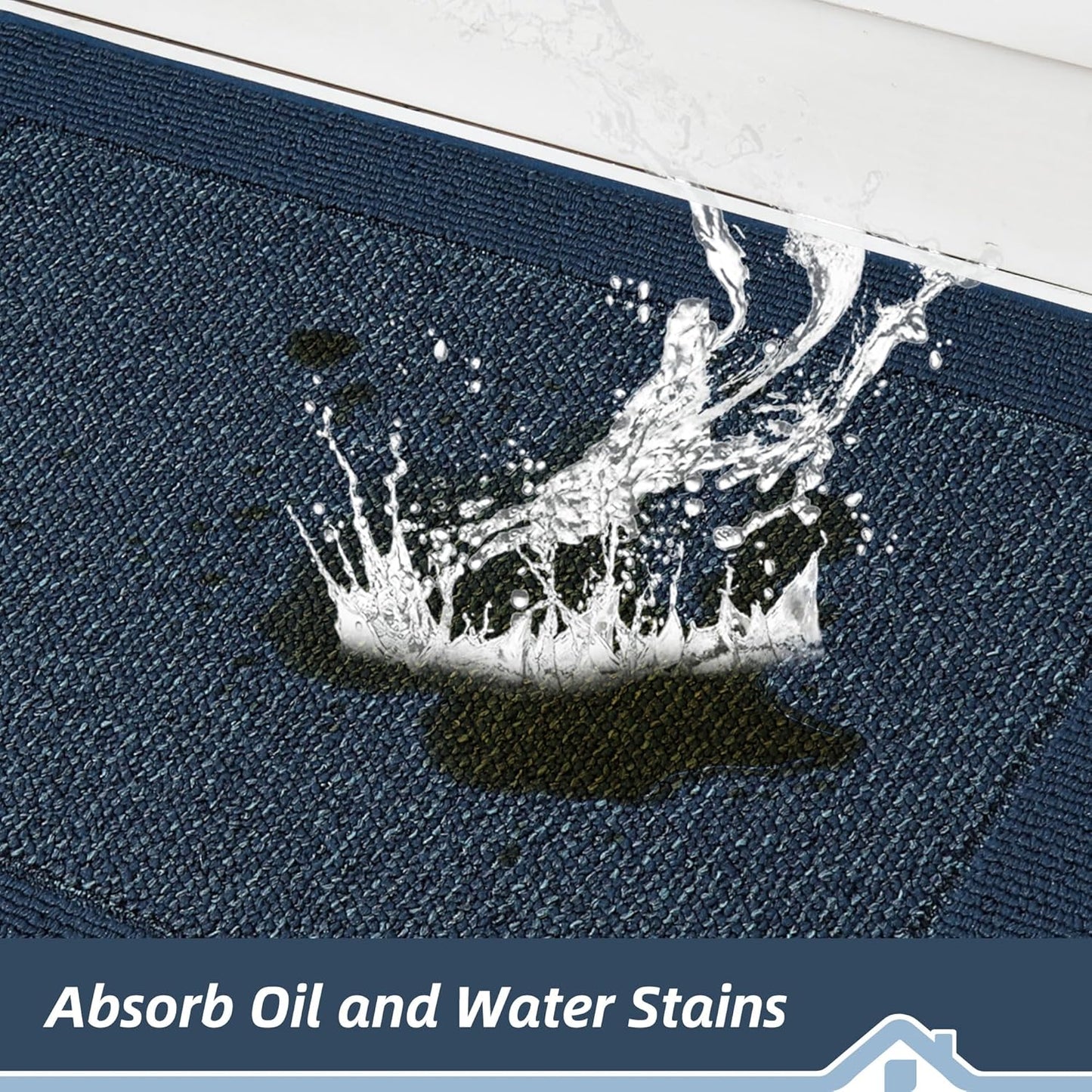 BEQHAUSE Kitchen Runner Rugs 24"x60", Kitchen Rugs Non-Slip Kitchen Mats for Floor, Absorbent and Stain Resistant Kitchen Mats, Machine Washable Rug for Kitchen, Hallway, Laundry & Sink, Blue