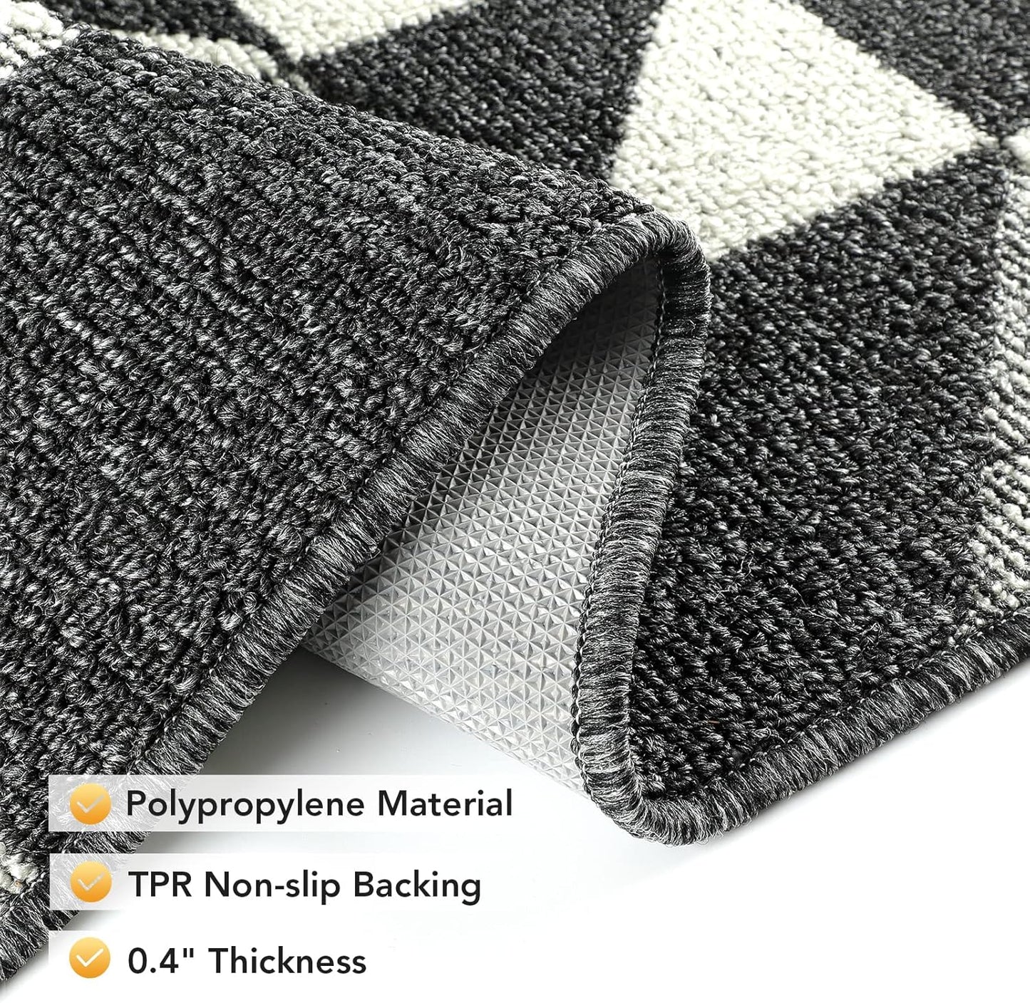 hicorfe Kitchen Rugs and Mats Sets,24" x 35" Super Absorbent Polypropylene Non-Slip Rug,Soft Comfort Floor Mat,Washable for Kitchen,Hallway,Office,Sink,Laundry