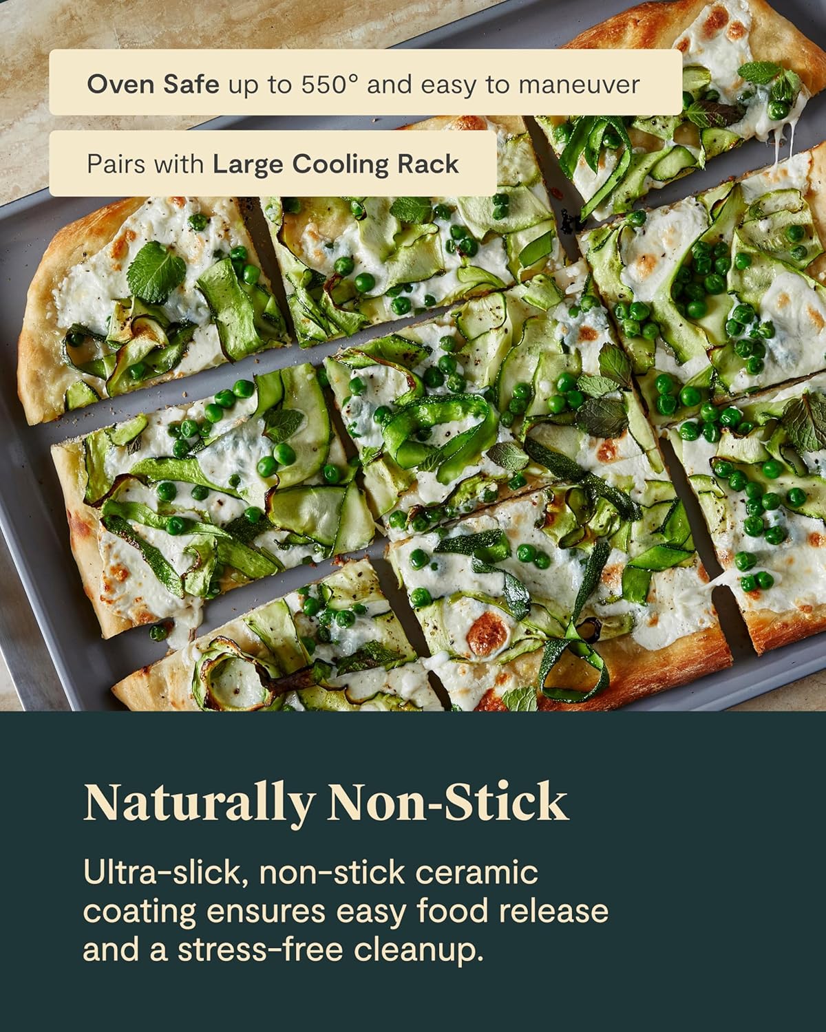 Caraway Non-Stick Ceramic Baking Sheet - Naturally Slick Ceramic Coating - Non-Toxic, PTFE & PFOA Free - Perfect for Baking, Roasting, and More - Large (18" x 13") - Cream