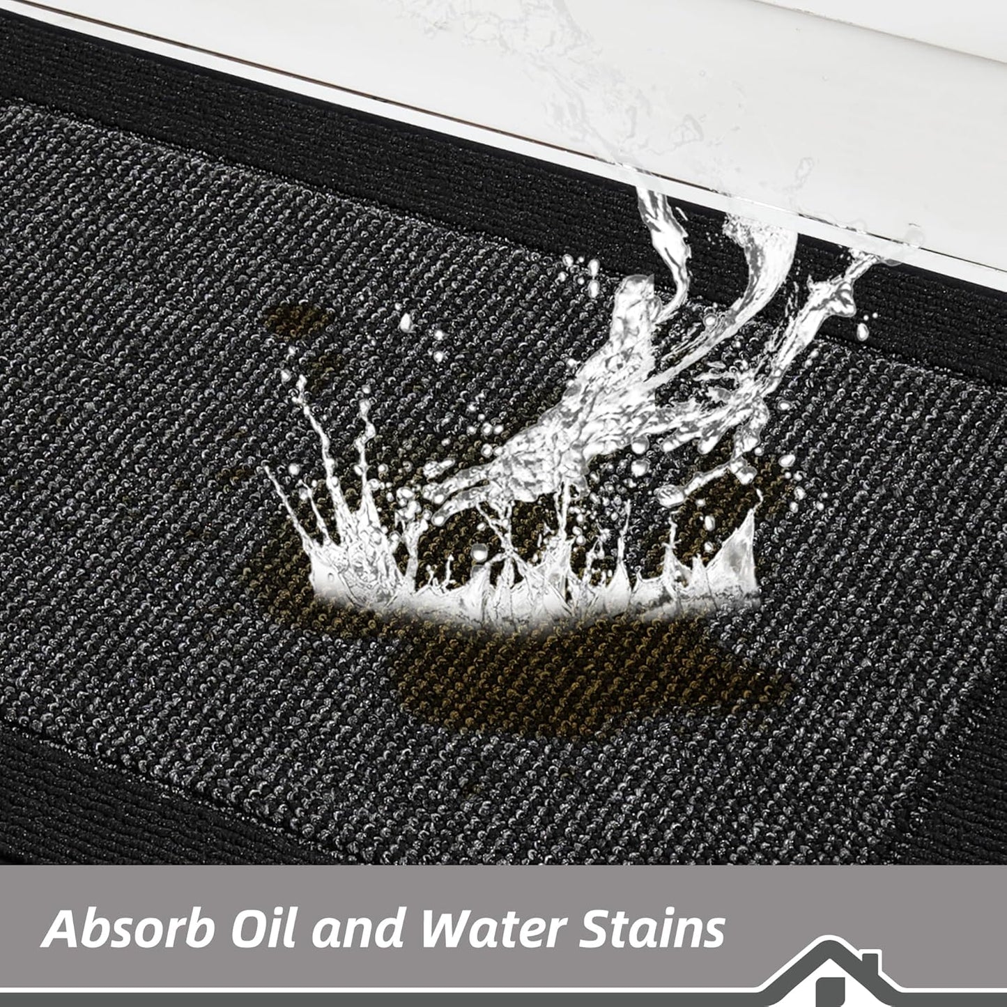 BEQHAUSE Kitchen Rugs and Mats Set of 2 Non-Slip Kitchen Mats for Floor, Absorbent and Stain Resistant Kitchen Runner, Machine Washable Rugs for Kitchen, Laundry & Sink, 20"x32"+20"x48", Black